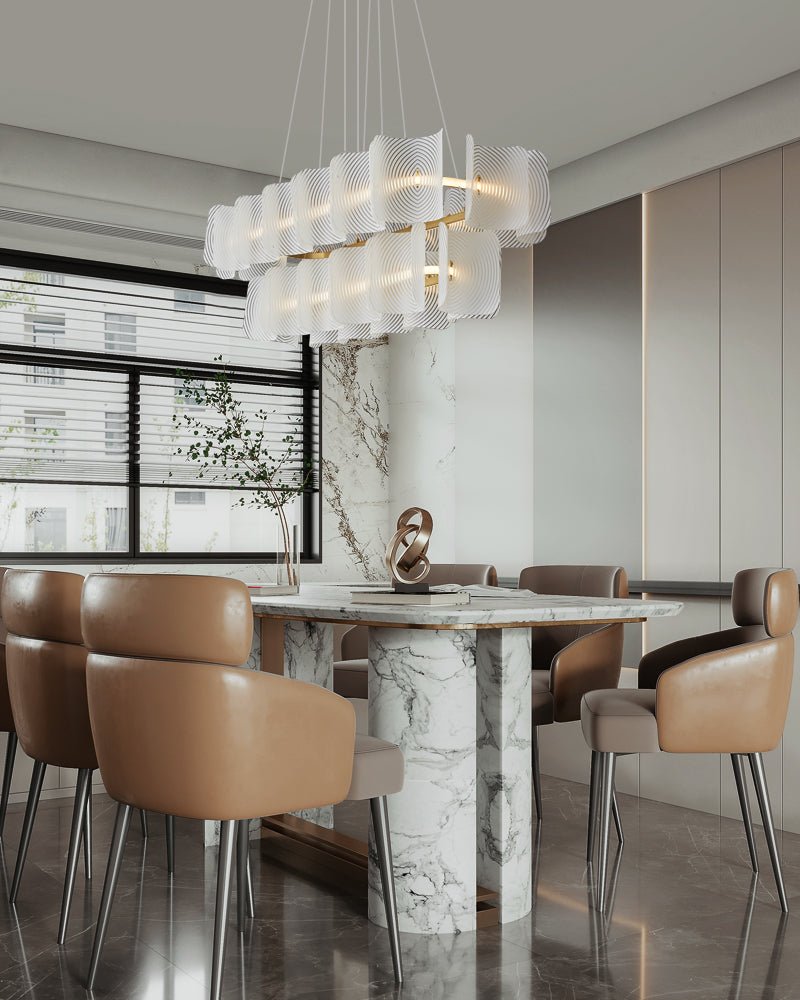 Virinia Postmodern Luxury Rectangle Brass Glass Pendant Lamp-Neutral Decor