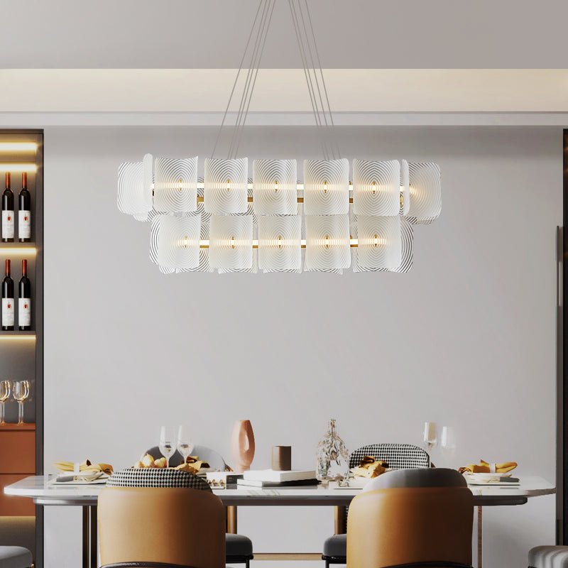 Virinia Postmodern Luxury Rectangle Brass Glass Pendant Lamp-Neutral Decor