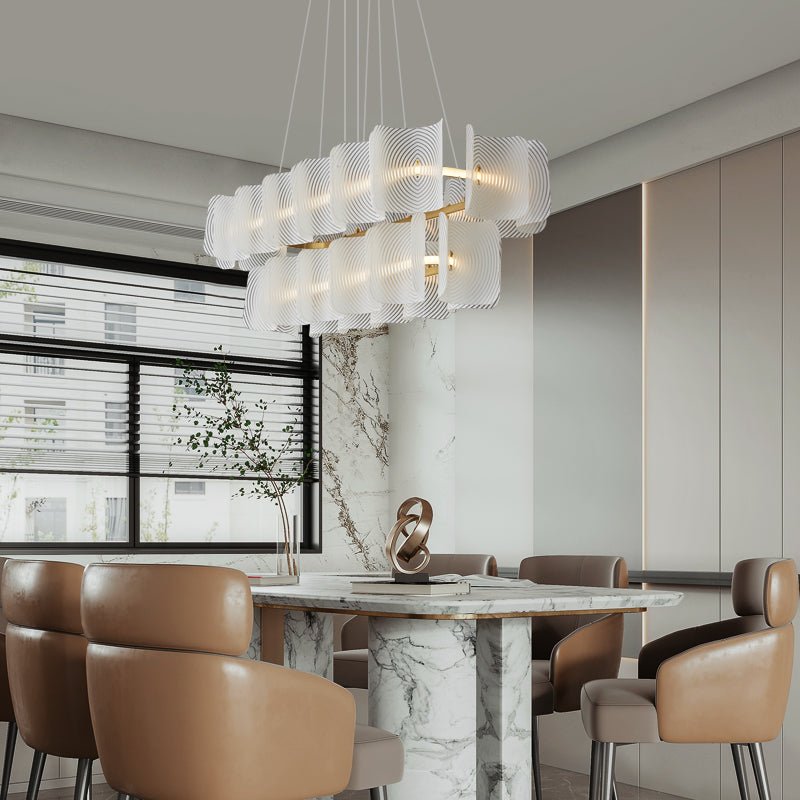 Virinia Postmodern Luxury Rectangle Brass Glass Pendant Lamp-Neutral Decor