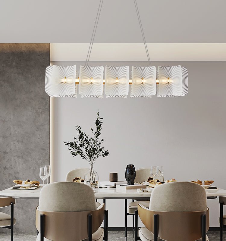 Virinia Postmodern Luxury Rectangle Brass Glass Pendant Lamp-Neutral Decor