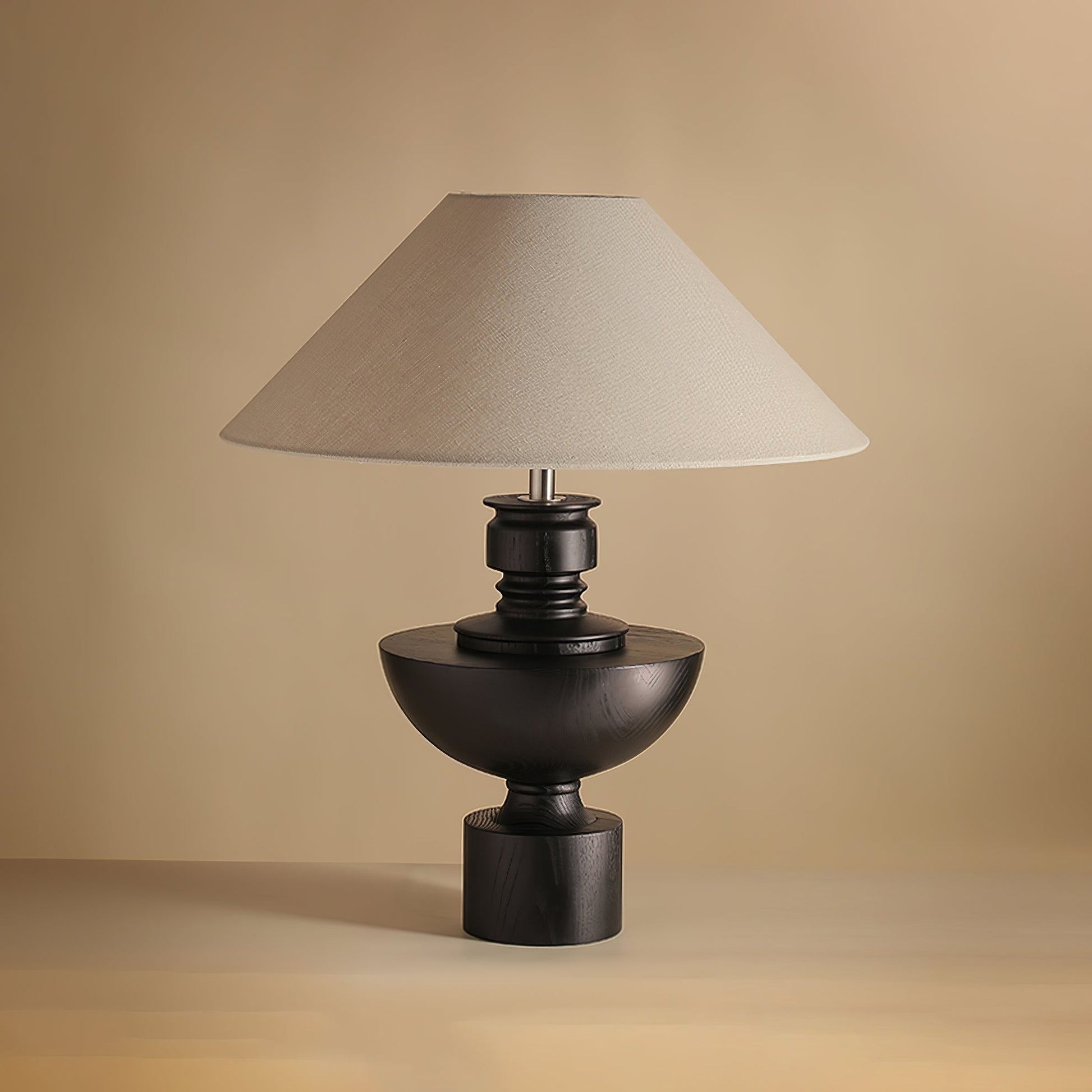 Dunell Wood Fabric Vintage Table Lamp-Neutral Decor