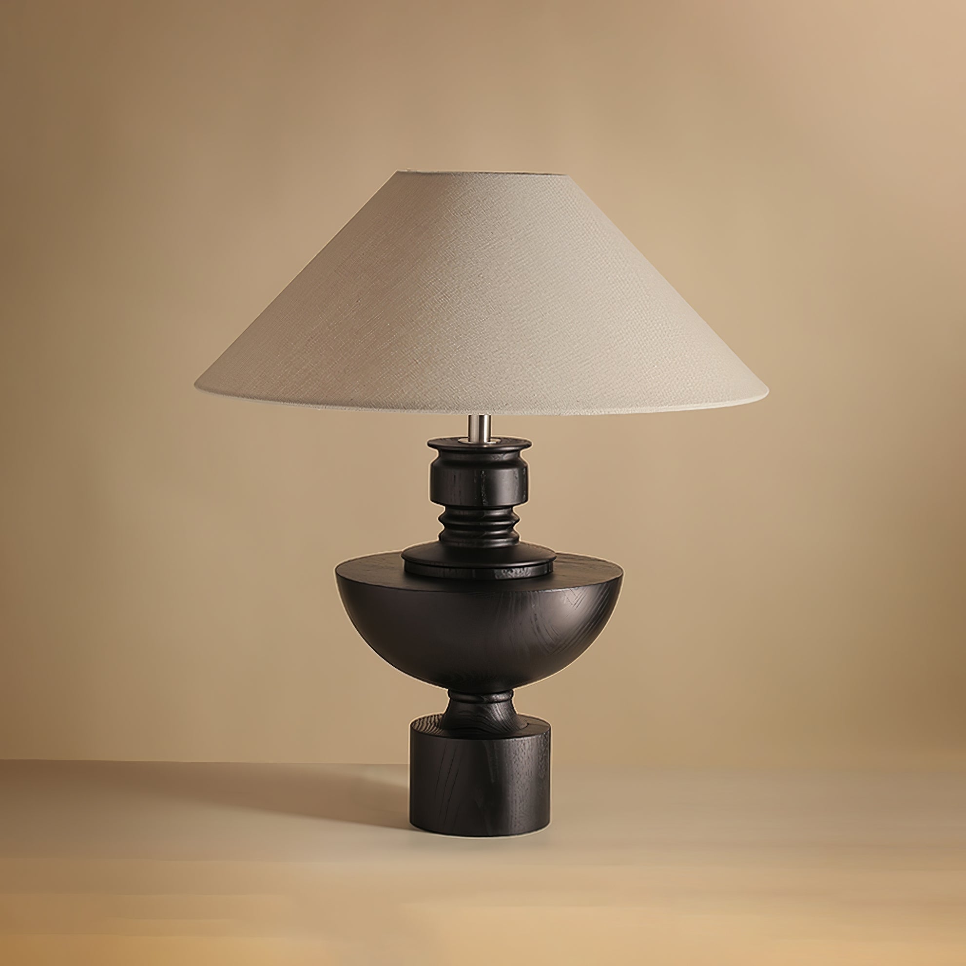 Dunell Wood Fabric Vintage Table Lamp-Neutral Decor