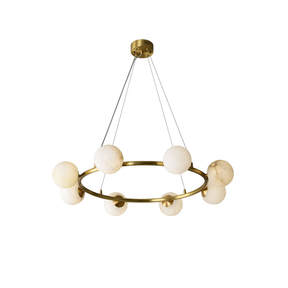 Helix Chandelier Alabaster Globe Halo
