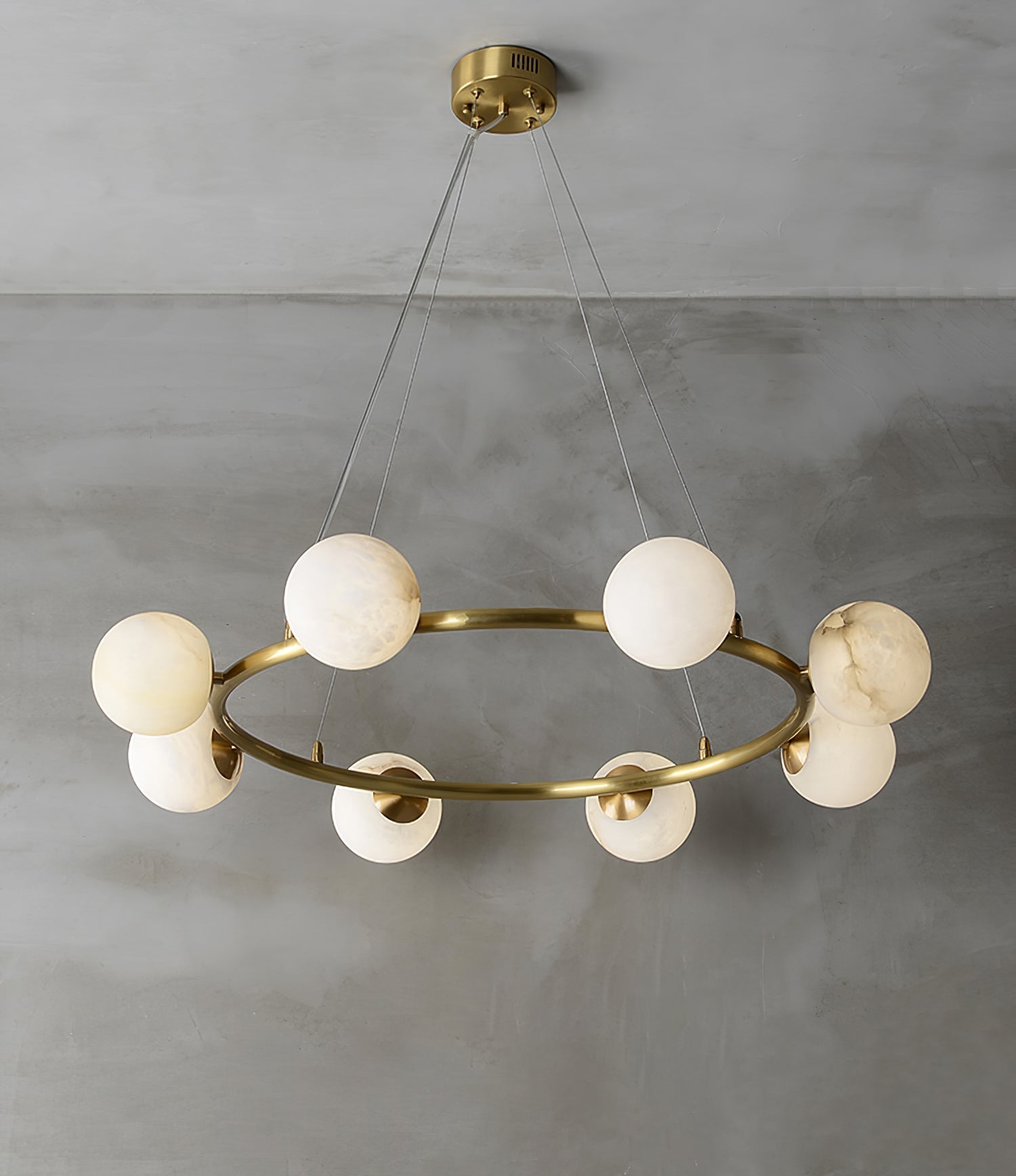 Helix Chandelier Alabaster Globe Halo