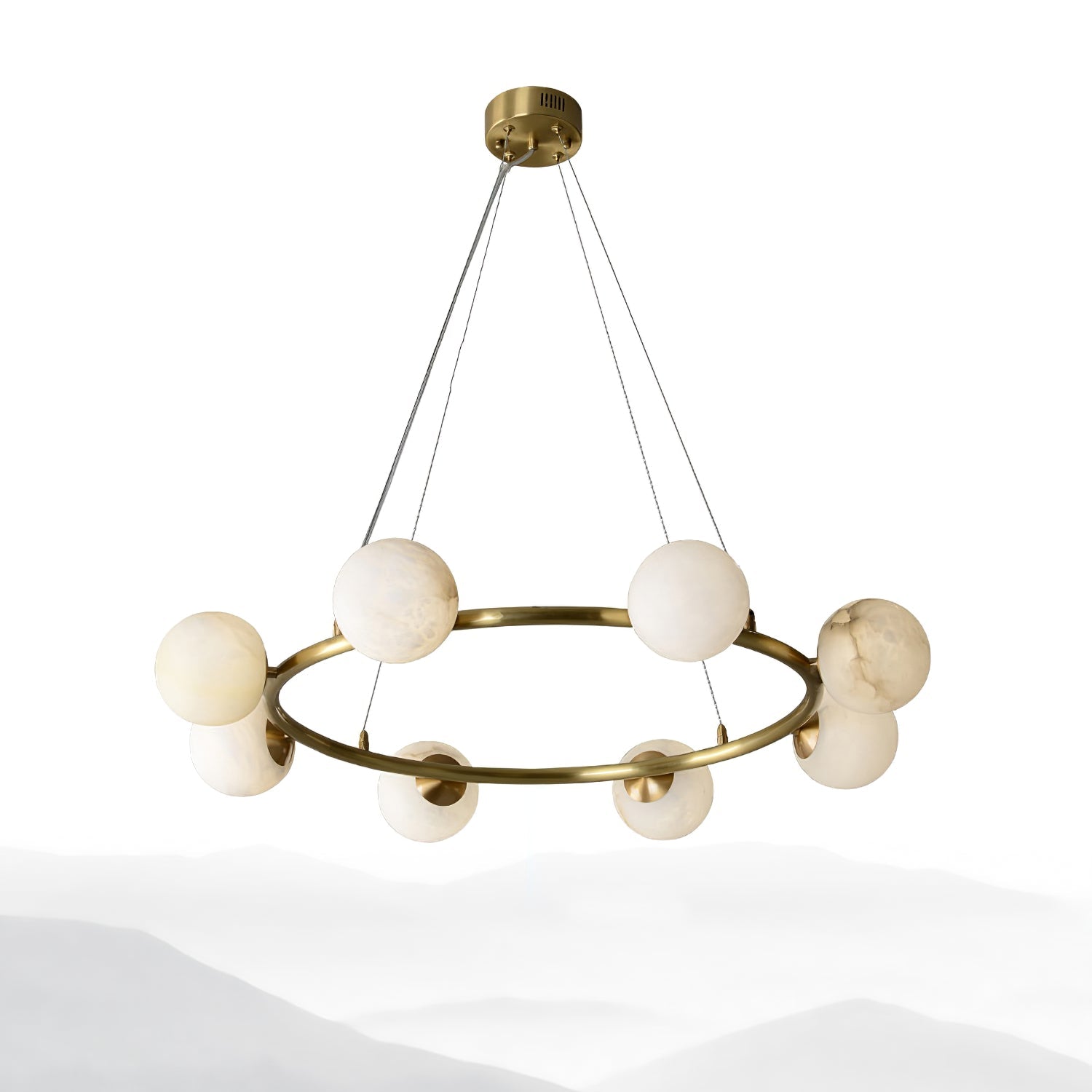 Helix Chandelier Alabaster Globe Halo