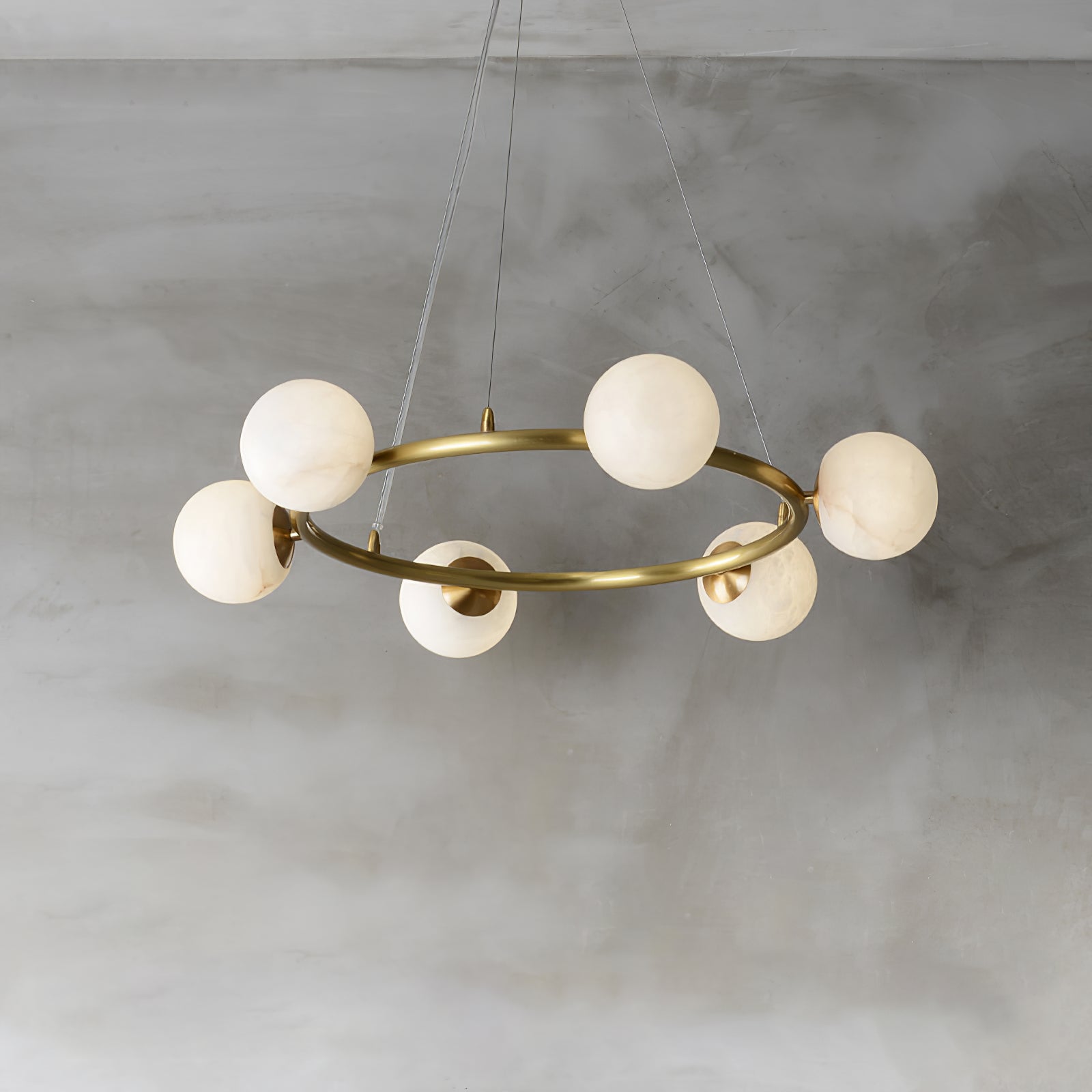 Helix Chandelier Alabaster Globe Halo