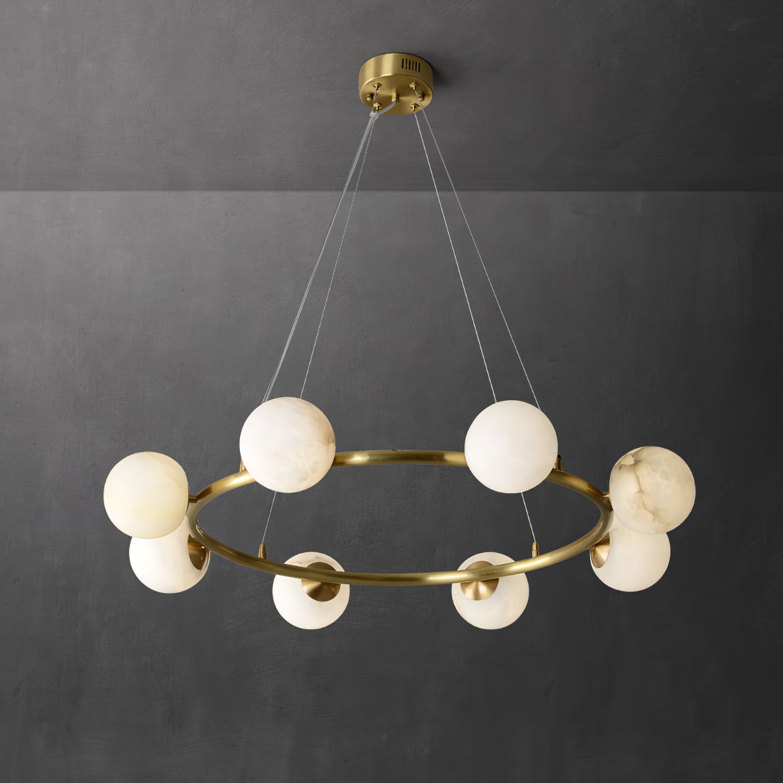 Helix Chandelier Alabaster Globe Halo