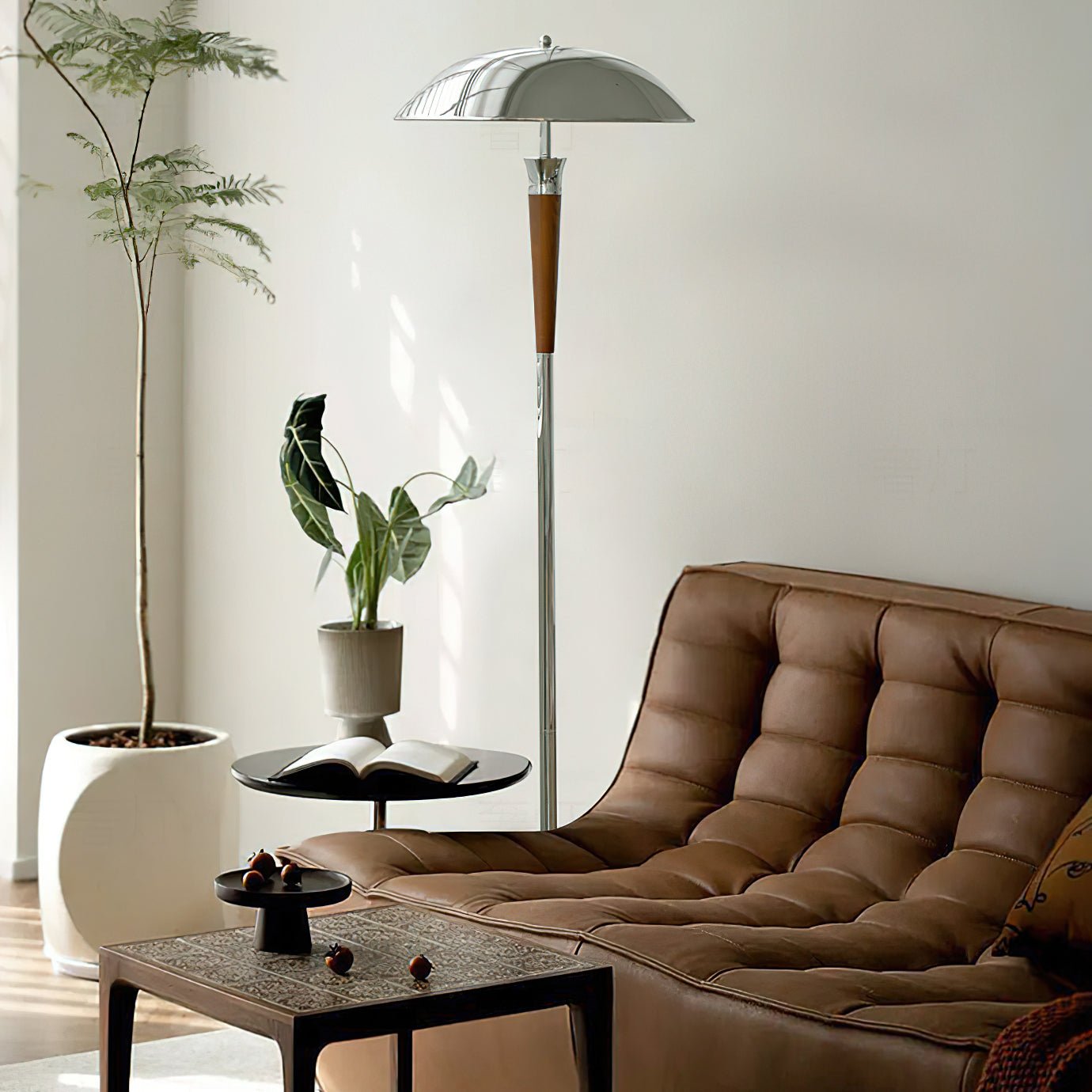 Faye Retro Chrome Floor Lamp-Neutral Decor