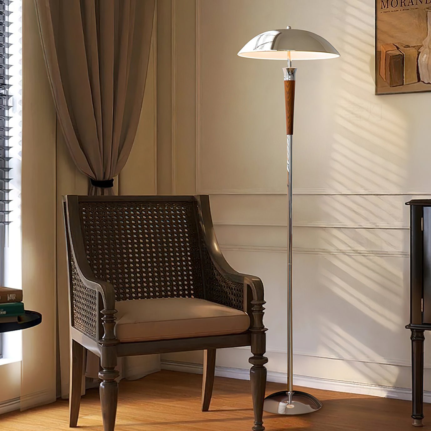 Faye Retro Chrome Floor Lamp-Neutral Decor