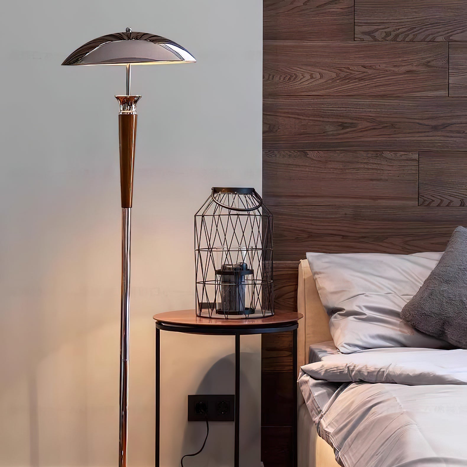 Faye Retro Chrome Floor Lamp-Neutral Decor