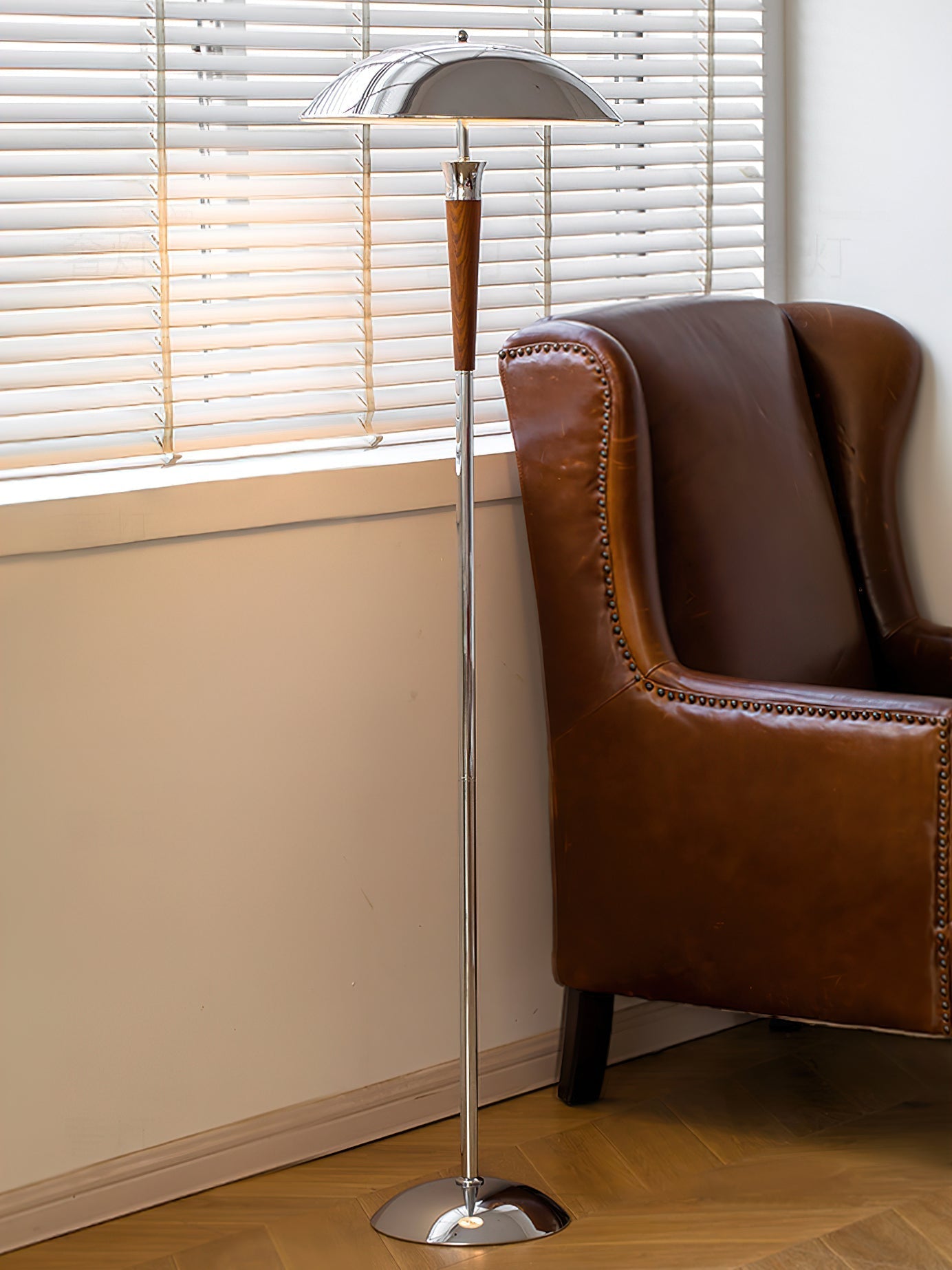 Faye Retro Chrome Floor Lamp-Neutral Decor