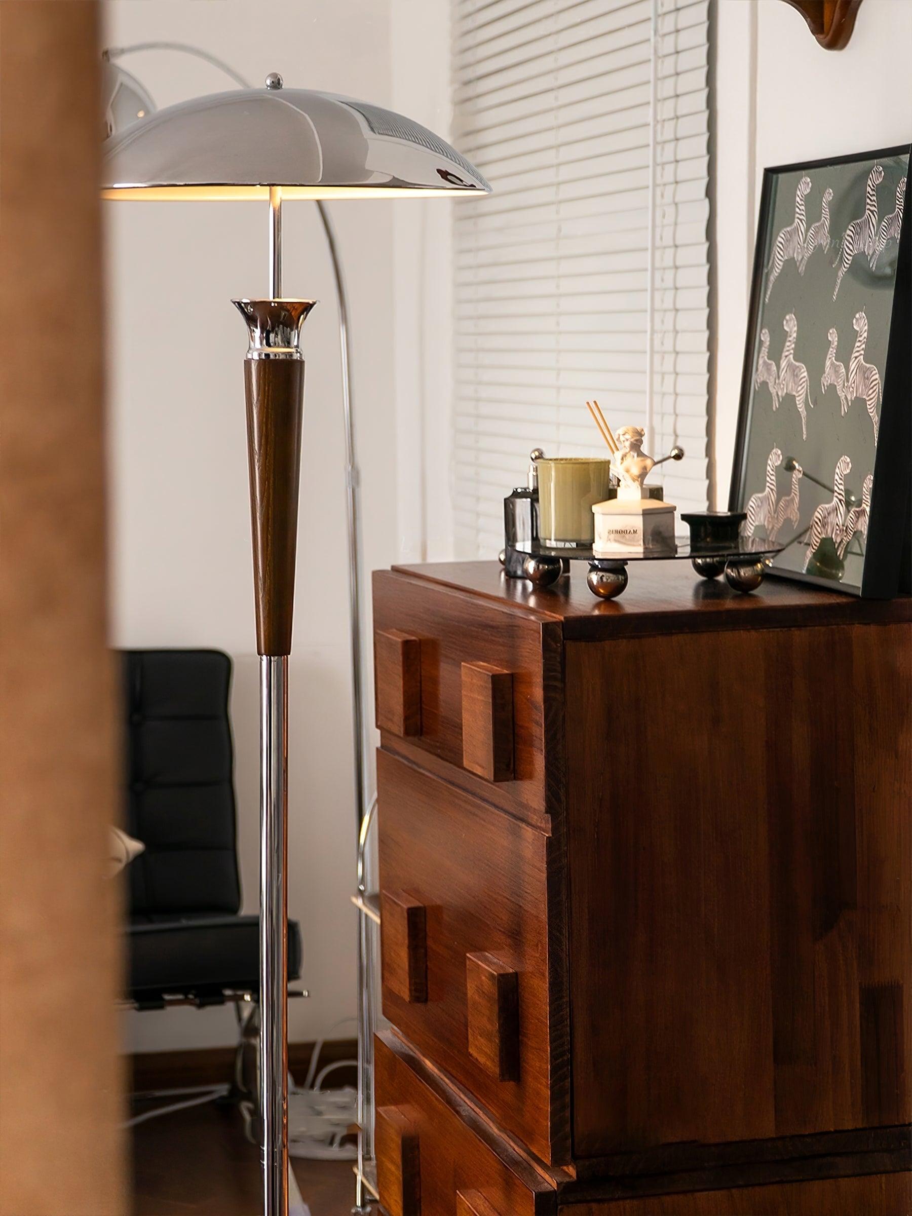 Faye Retro Chrome Floor Lamp-Neutral Decor