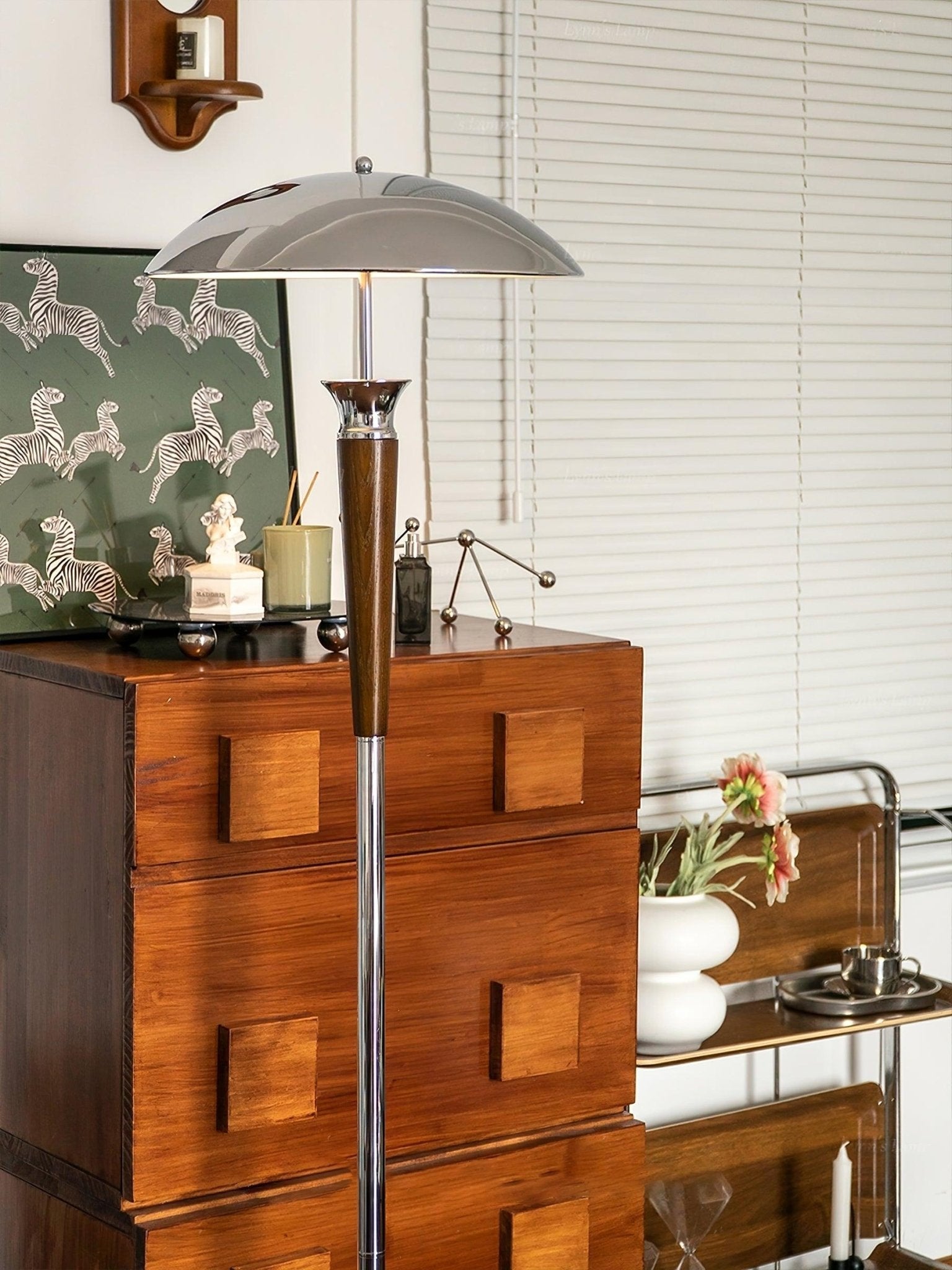 Faye Retro Chrome Floor Lamp-Neutral Decor