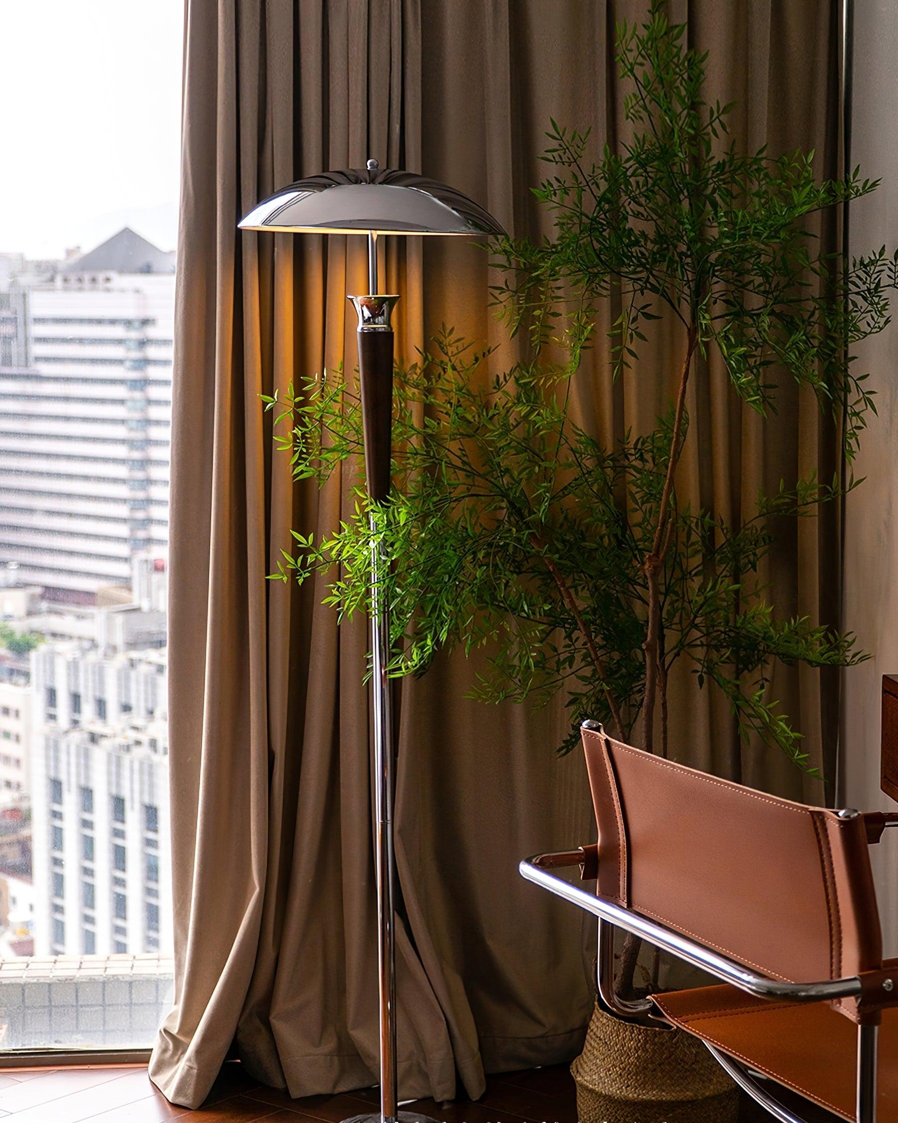 Faye Retro Chrome Floor Lamp-Neutral Decor