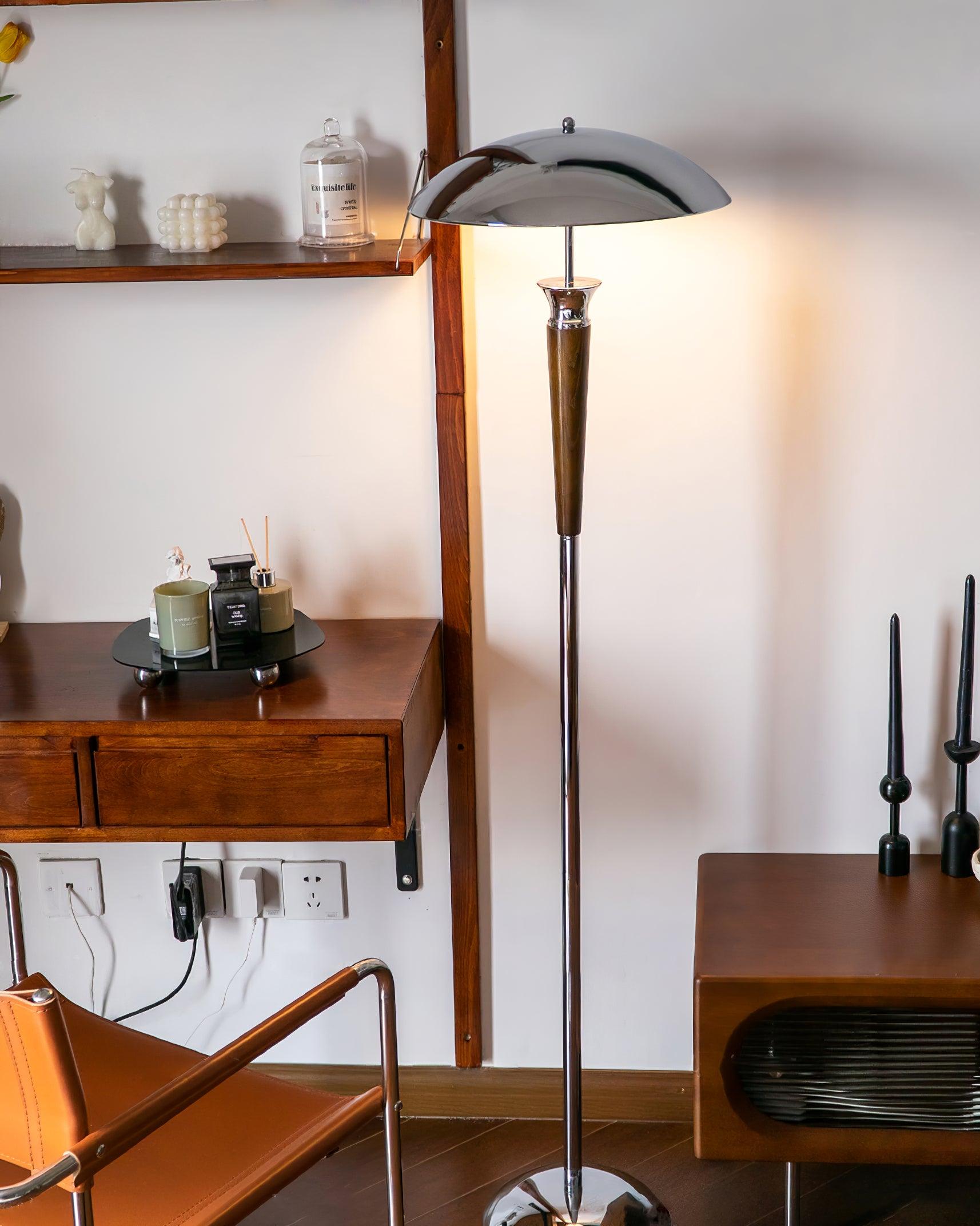 Faye Retro Chrome Floor Lamp-Neutral Decor