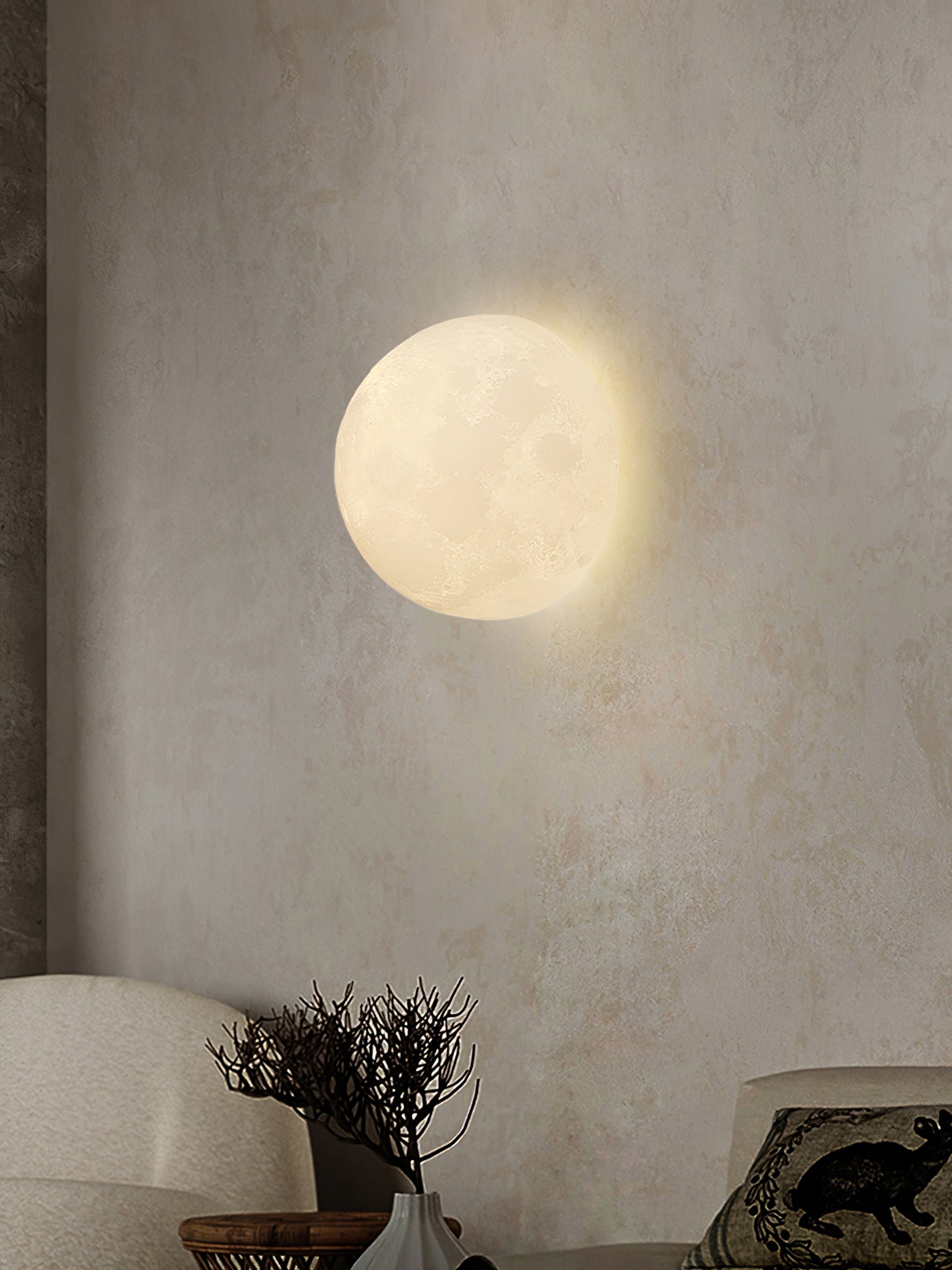 Brivel Nordic Art Moon 3D Plastic Wall Lamp-Neutral Decor