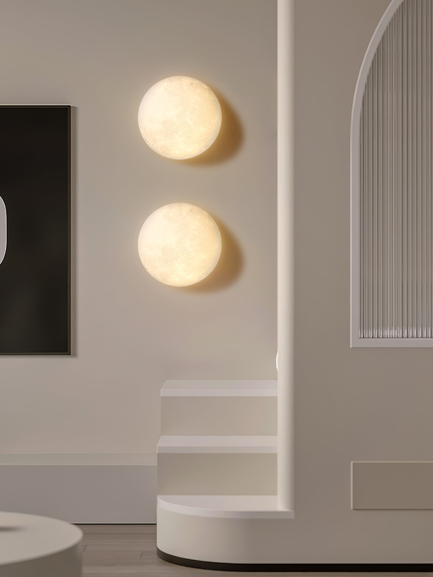 Brivel Nordic Art Moon 3D Plastic Wall Lamp-Neutral Decor
