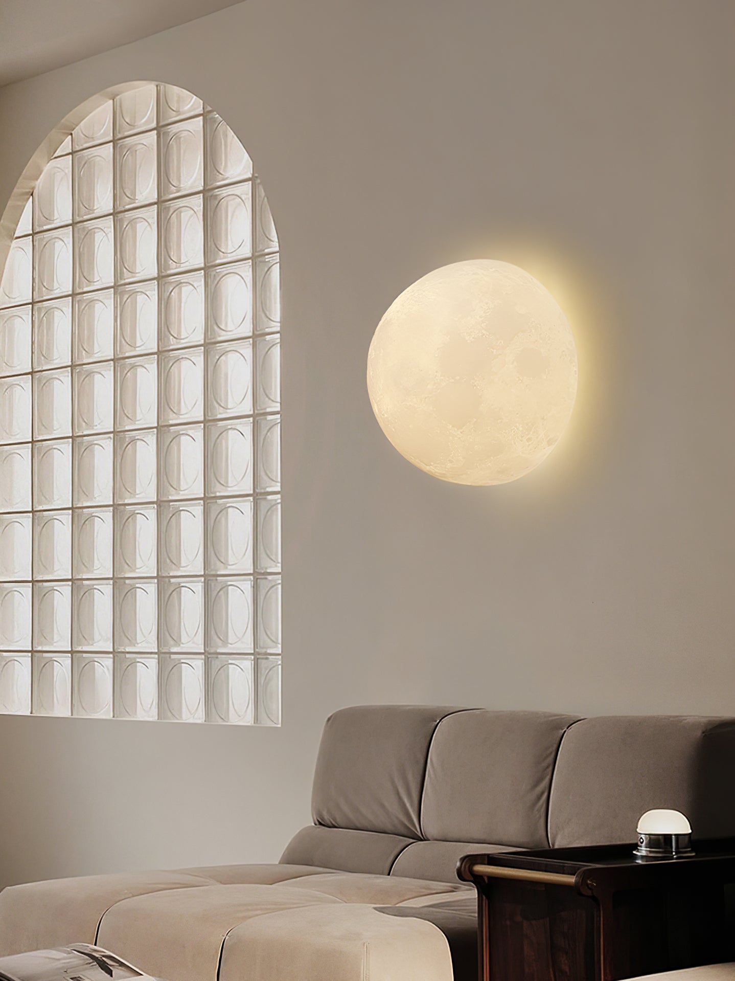 Brivel Nordic Art Moon 3D Plastic Wall Lamp-Neutral Decor
