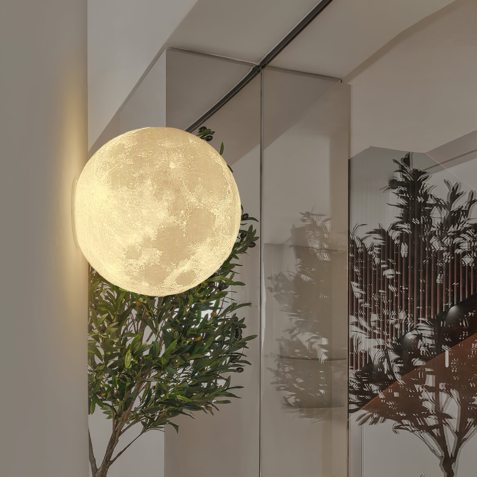 Brivel Nordic Art Moon 3D Plastic Wall Lamp-Neutral Decor