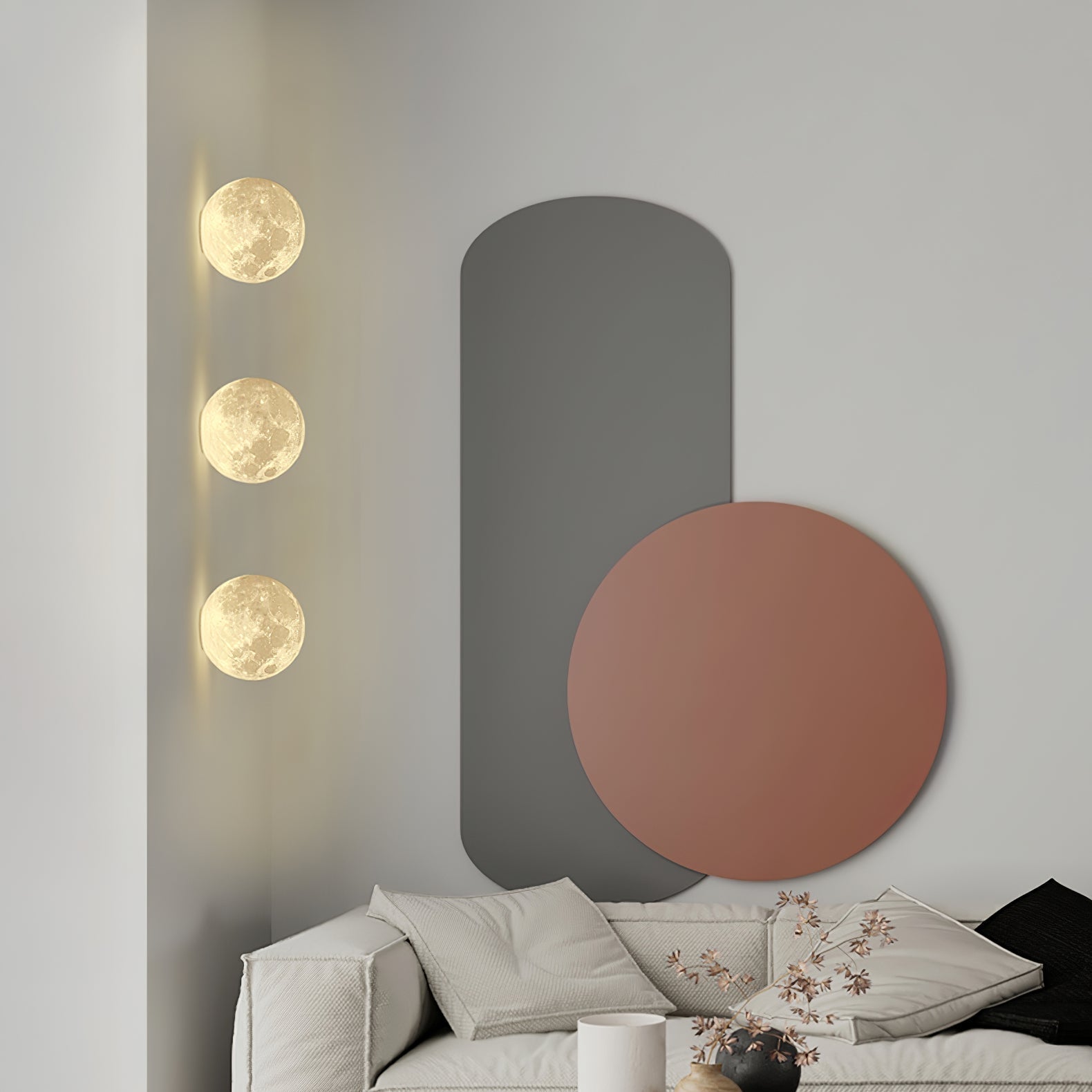Brivel Nordic Art Moon 3D Plastic Wall Lamp-Neutral Decor