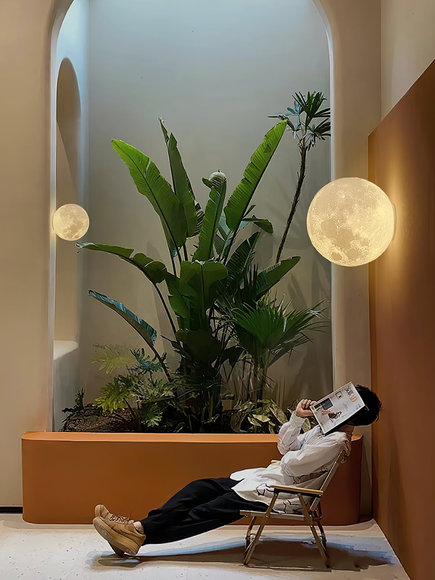 Brivel Nordic Art Moon 3D Plastic Wall Lamp-Neutral Decor