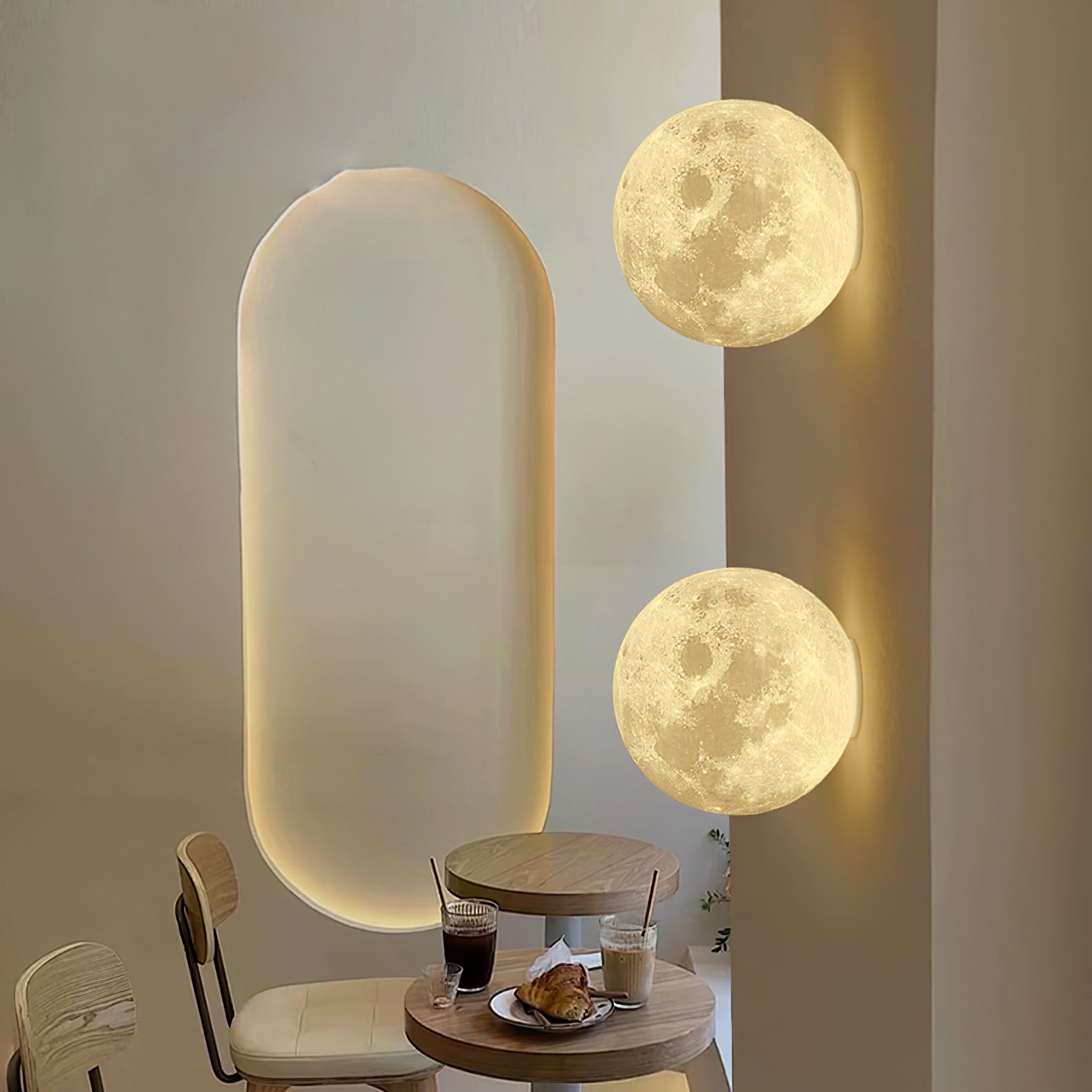 Brivel Nordic Art Moon 3D Plastic Wall Lamp-Neutral Decor
