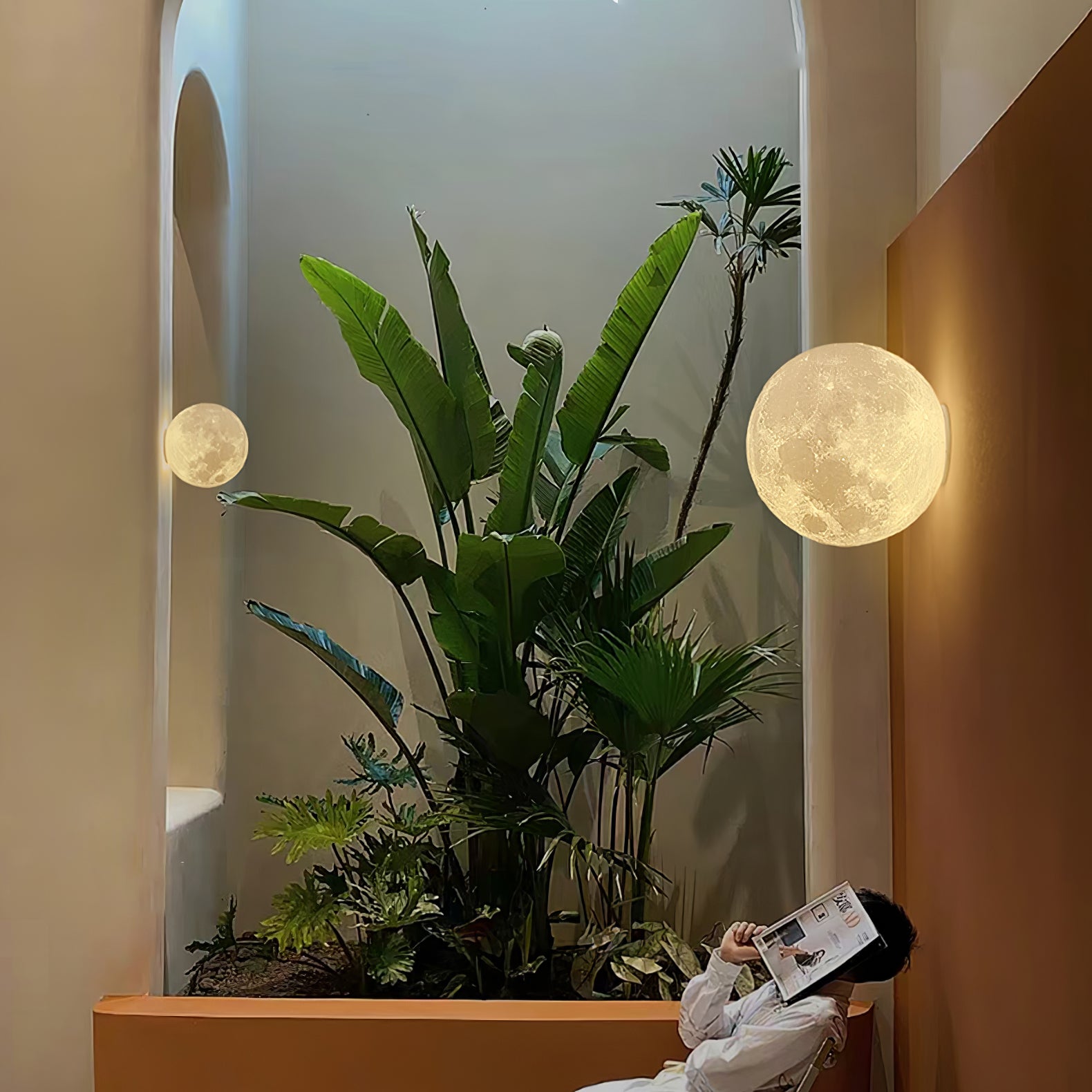 Brivel Nordic Art Moon 3D Plastic Wall Lamp-Neutral Decor