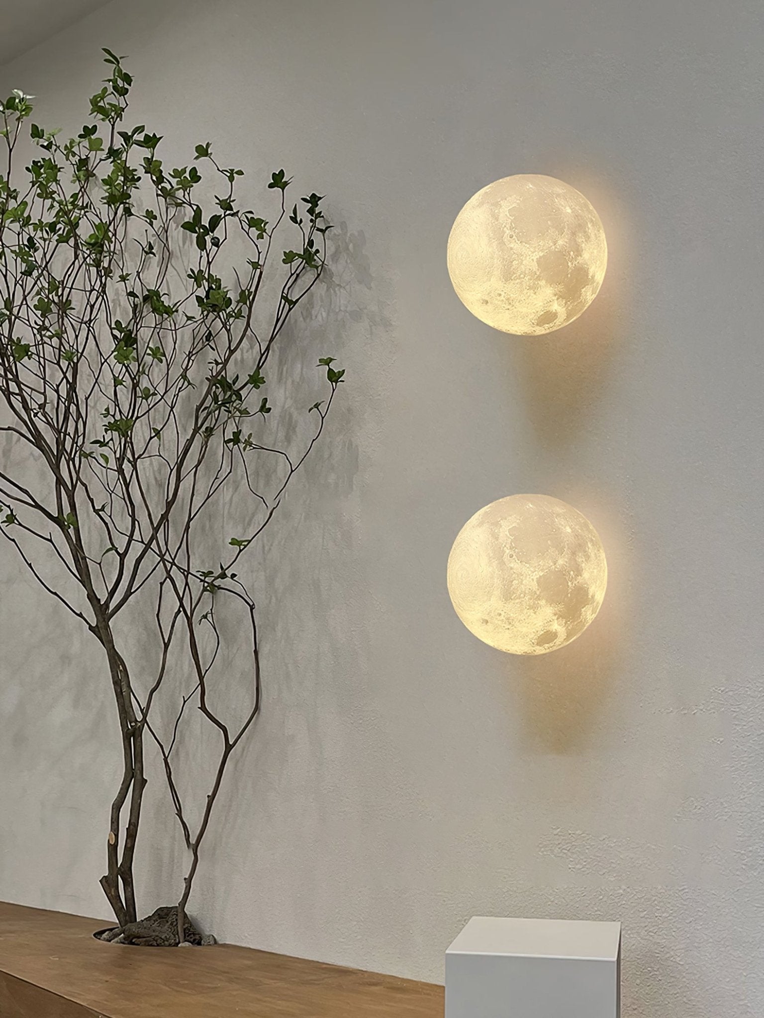 Brivel Nordic Art Moon 3D Plastic Wall Lamp-Neutral Decor