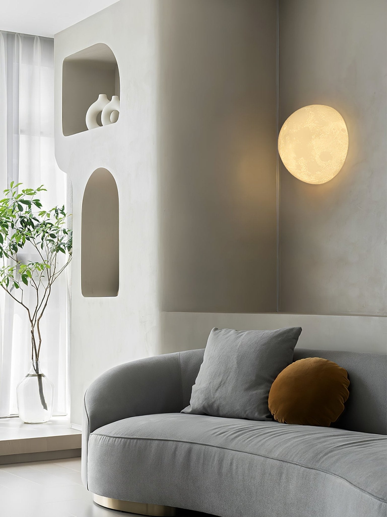 Brivel Nordic Art Moon 3D Plastic Wall Lamp-Neutral Decor