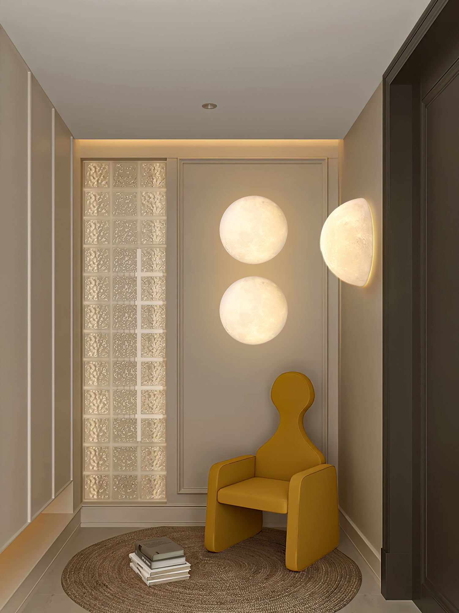 Brivel Nordic Art Moon 3D Plastic Wall Lamp-Neutral Decor