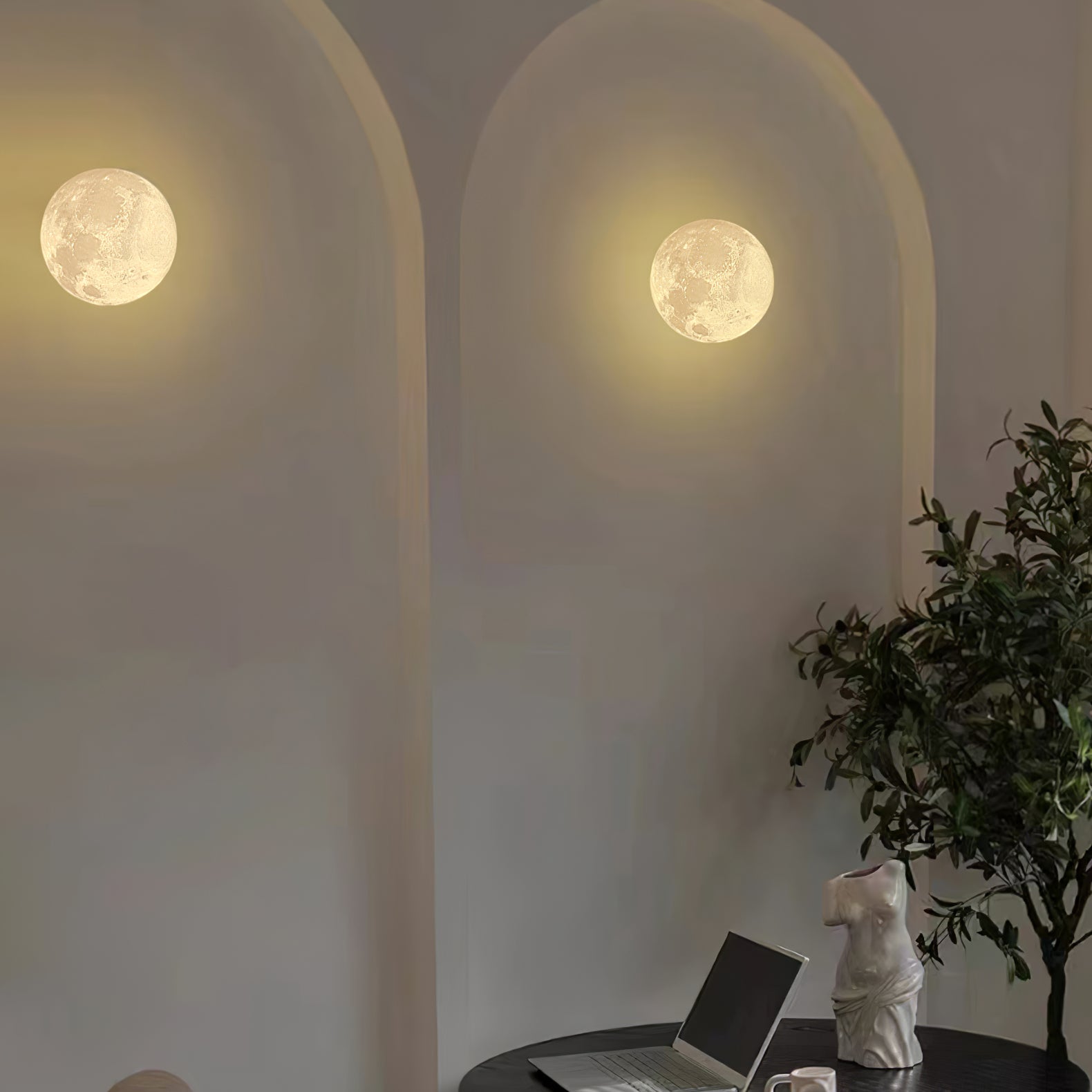 Brivel Nordic Art Moon 3D Plastic Wall Lamp-Neutral Decor