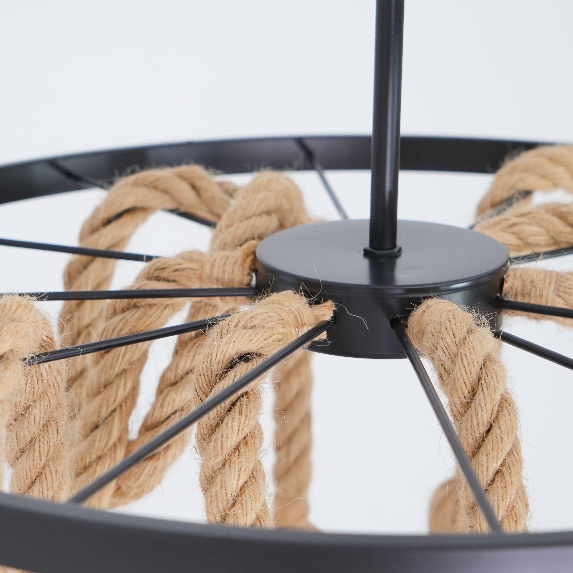 Lustra Chandelier Hemp Rope Industrial Six Head-Neutral Decor