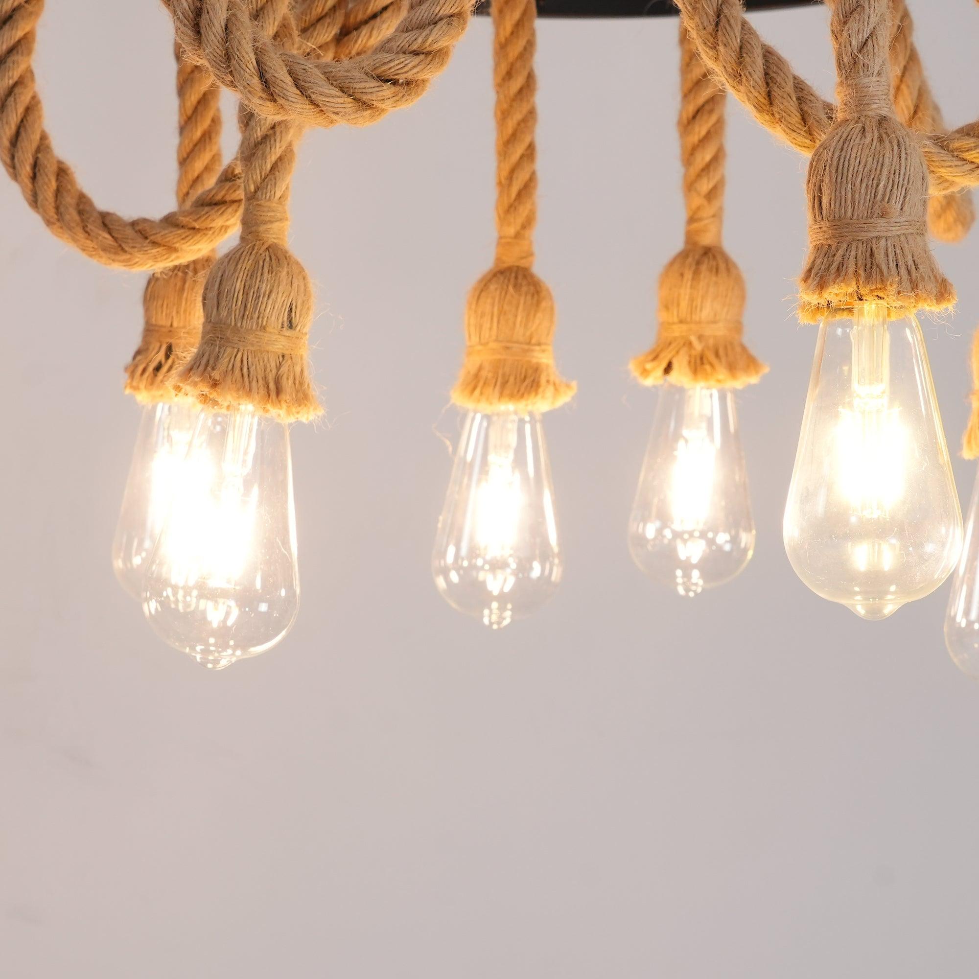Lustra Chandelier Hemp Rope Industrial Six Head-Neutral Decor