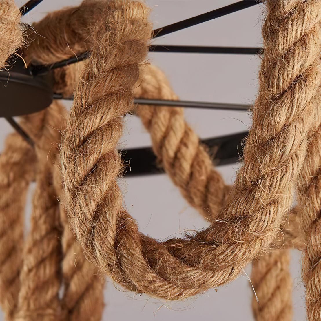 Lustra Chandelier Hemp Rope Industrial Six Head-Neutral Decor