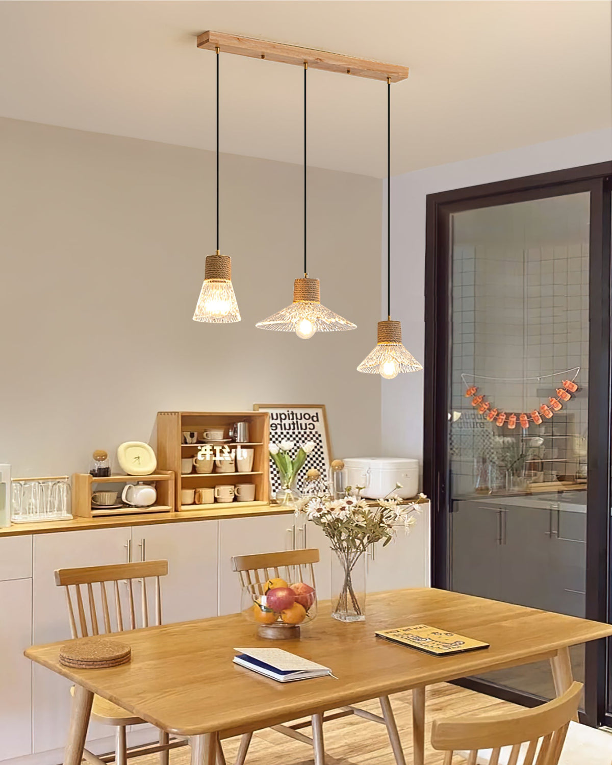 Hemp Rope Glass Pendant Lamp