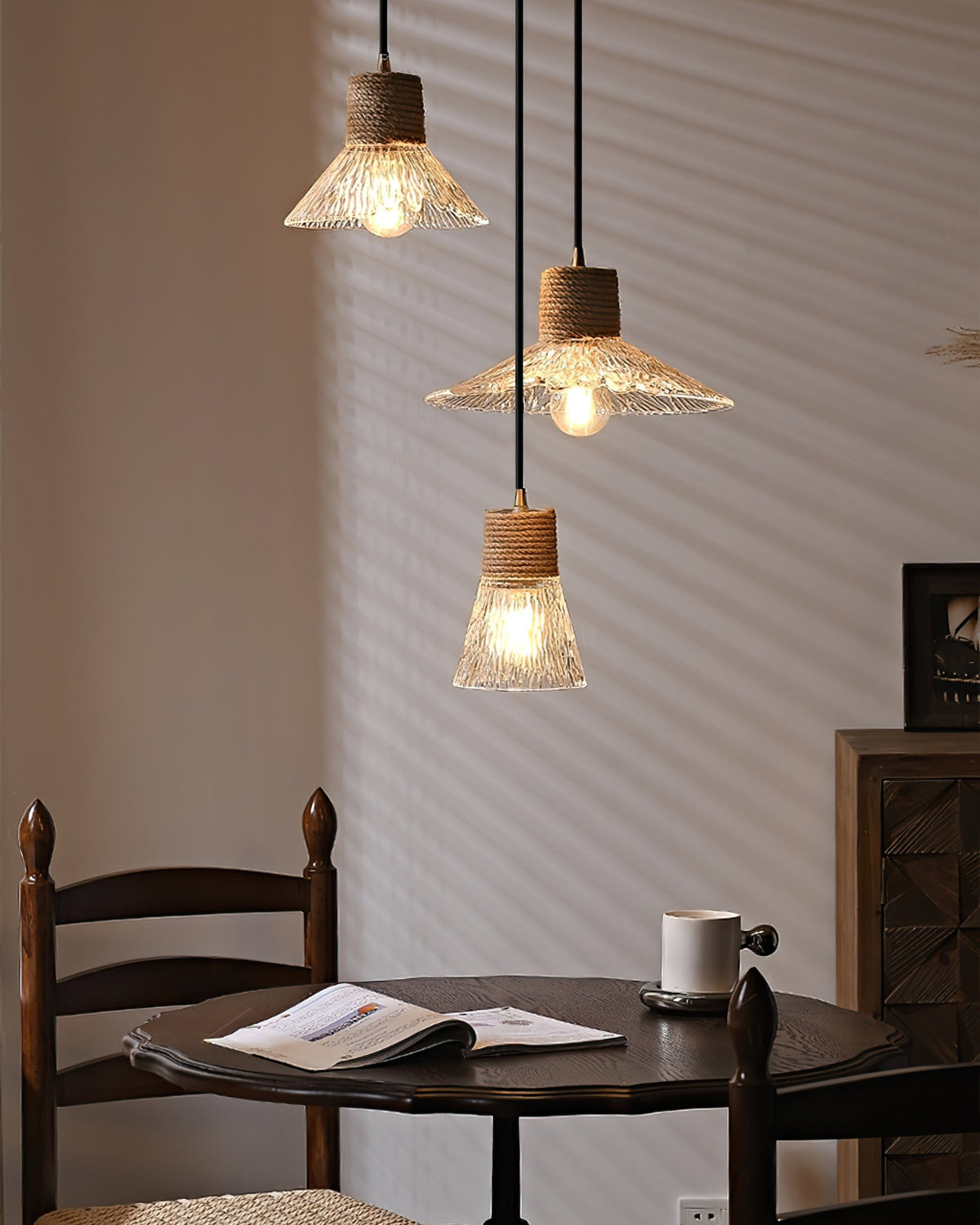 Hemp Rope Glass Pendant Lamp