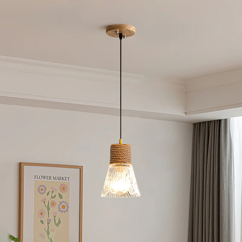 Hemp Rope Glass Pendant Lamp