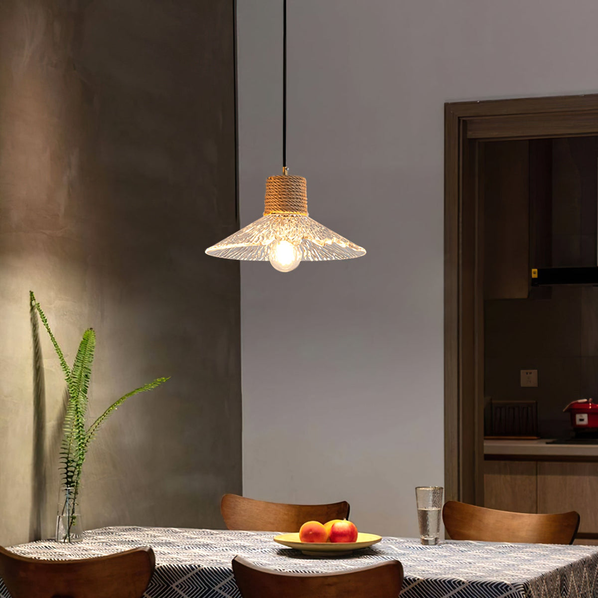 Hemp Rope Glass Pendant Lamp