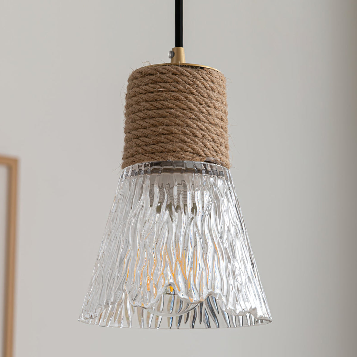 Hemp Rope Glass Pendant Lamp