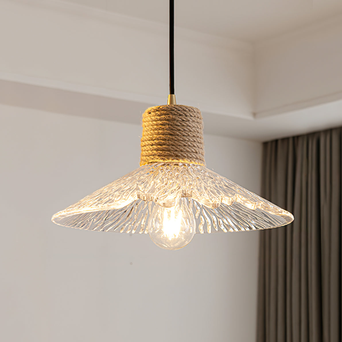 Hemp Rope Glass Pendant Lamp
