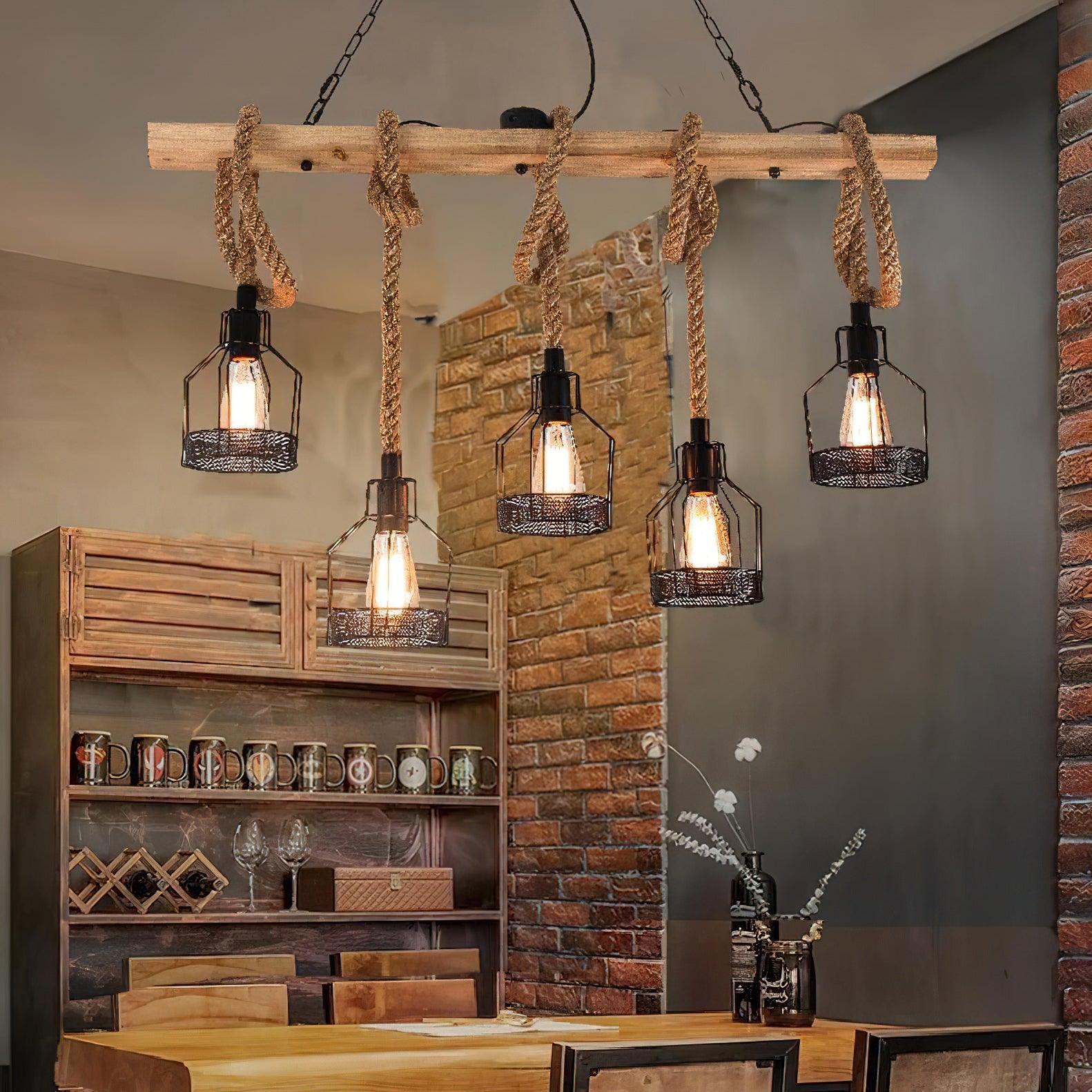 Arove Pendant Lamp Hemp Rope Industrial-Neutral Decor