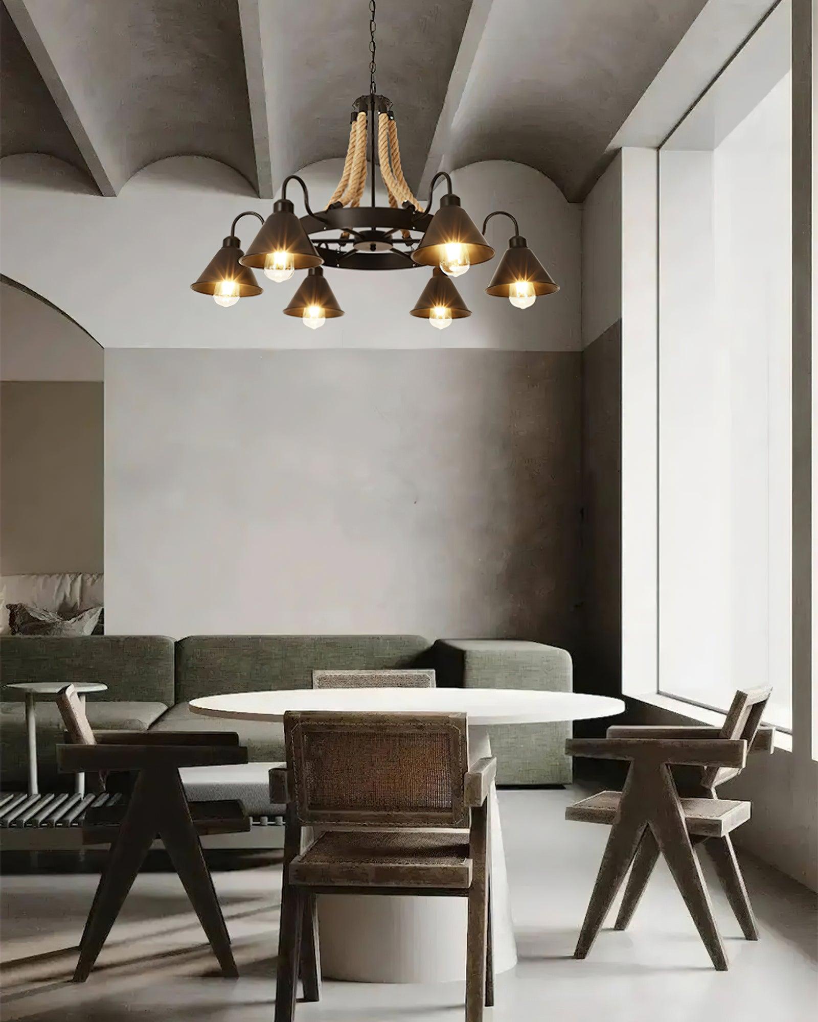 Aiden Industrial Chandelier-Neutral Decor