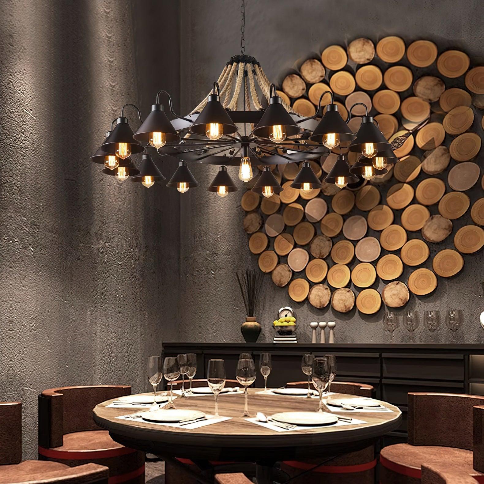 Aiden Industrial Chandelier-Neutral Decor
