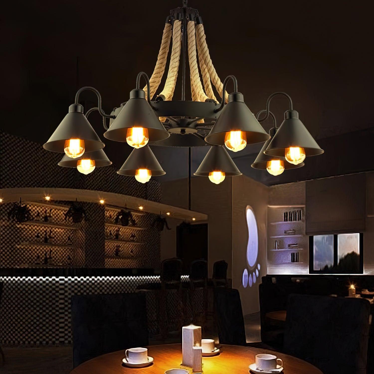 Aiden Industrial Chandelier-Neutral Decor