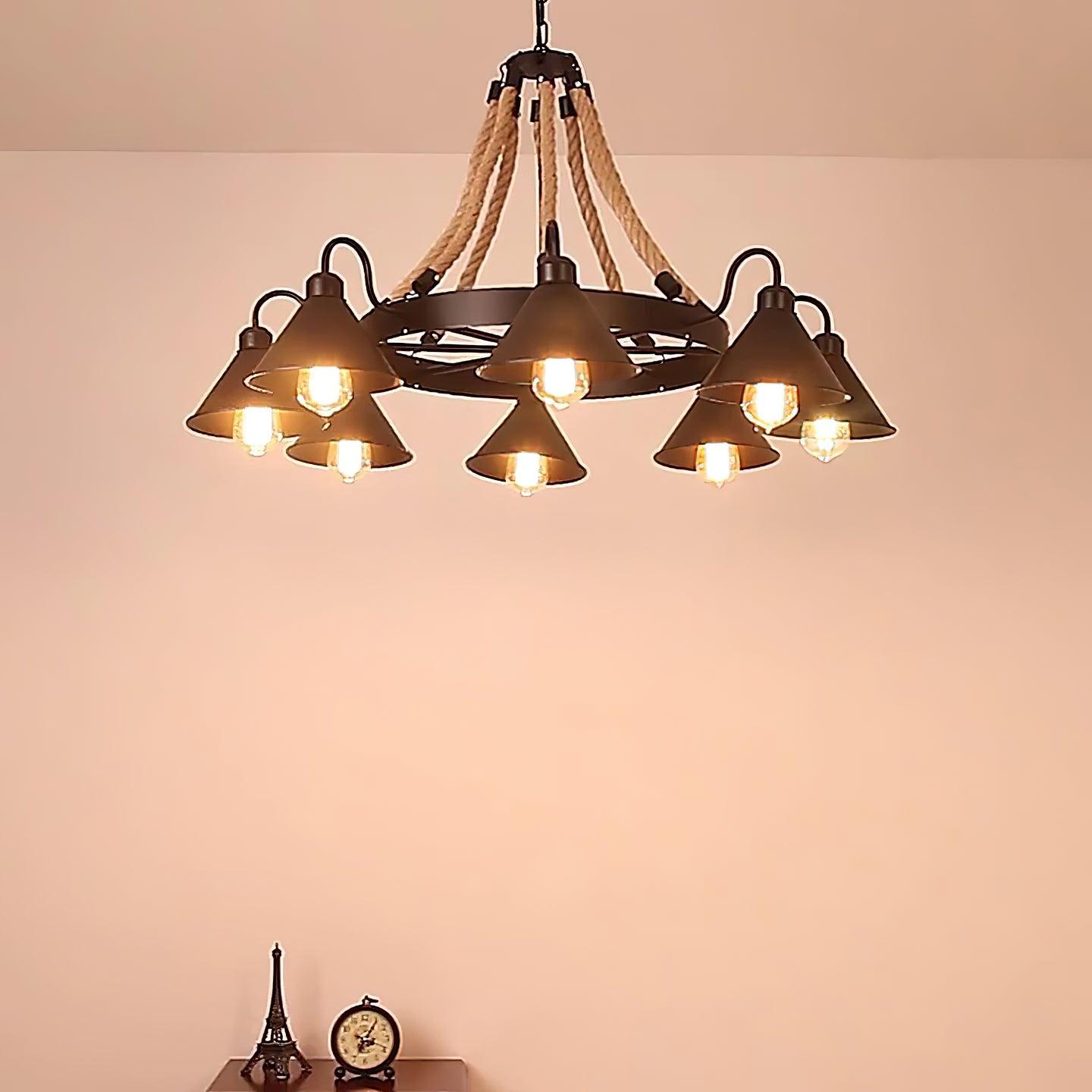 Aiden Industrial Chandelier-Neutral Decor
