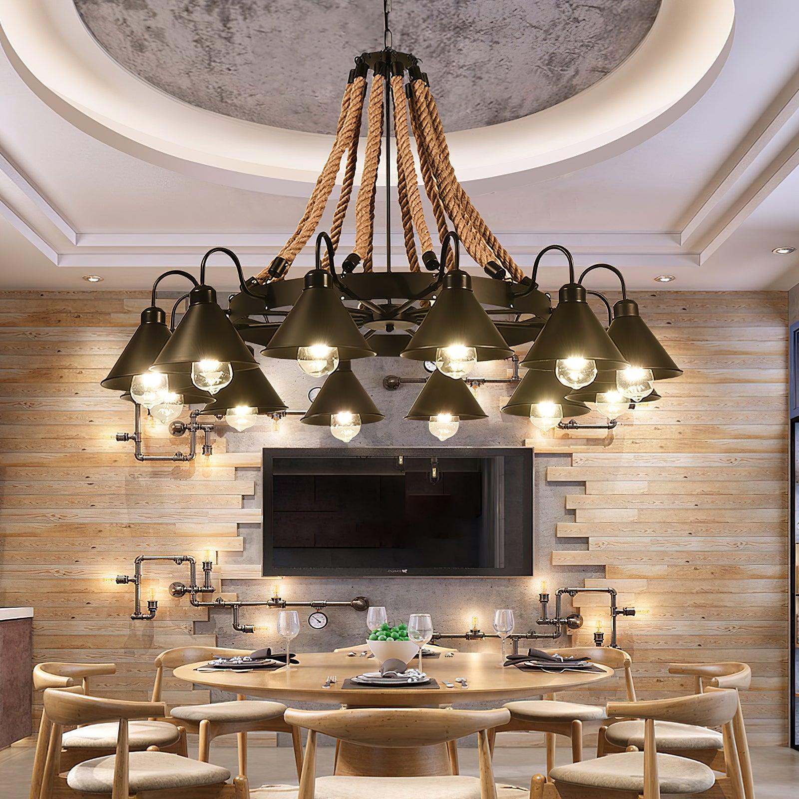 Aiden Industrial Chandelier-Neutral Decor