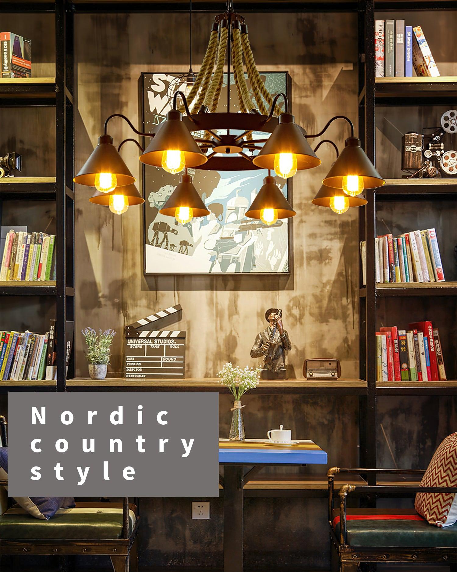 Aiden Industrial Chandelier-Neutral Decor