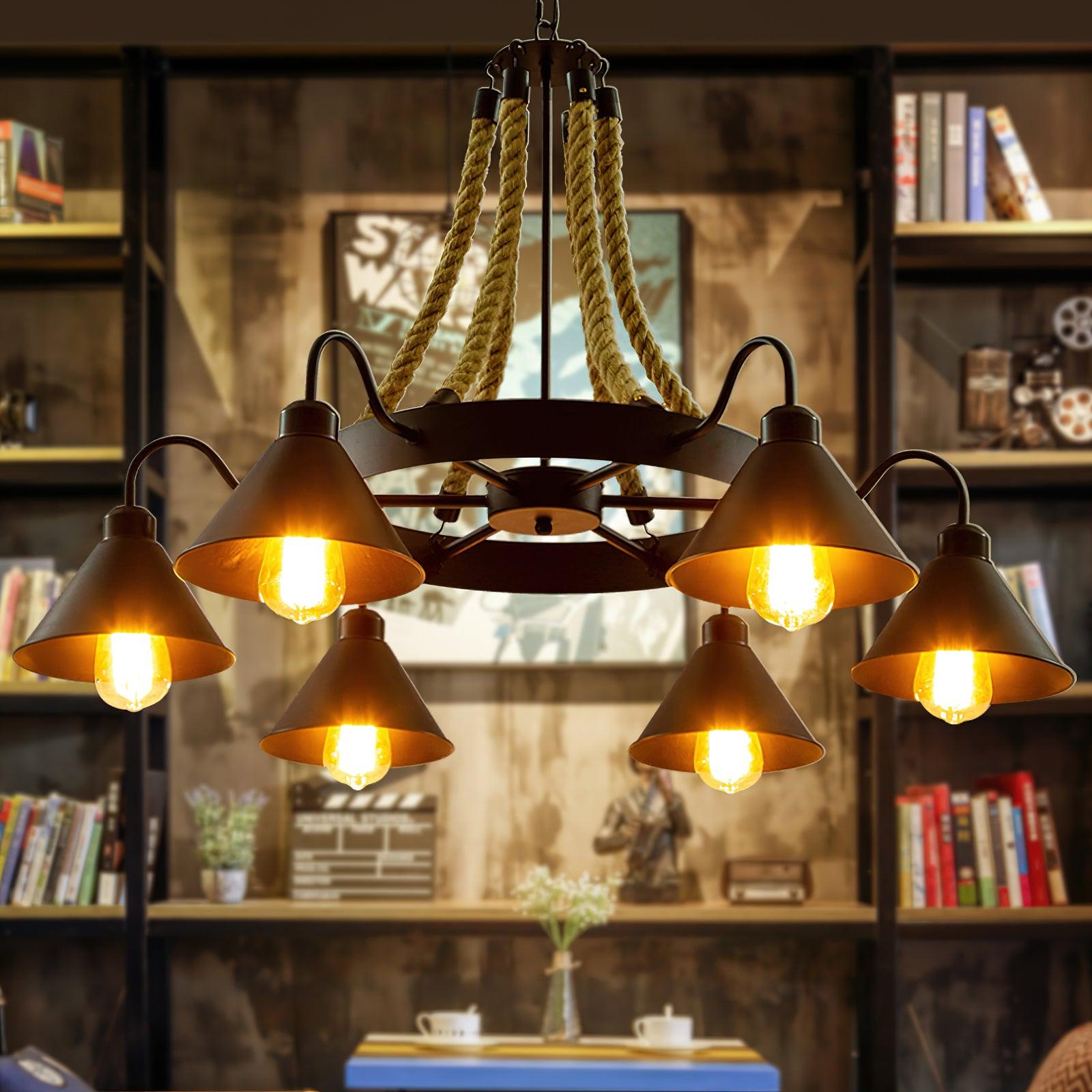 Aiden Industrial Chandelier-Neutral Decor
