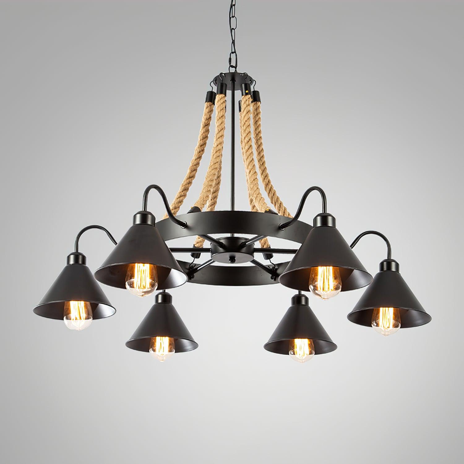 Aiden Industrial Chandelier-Neutral Decor
