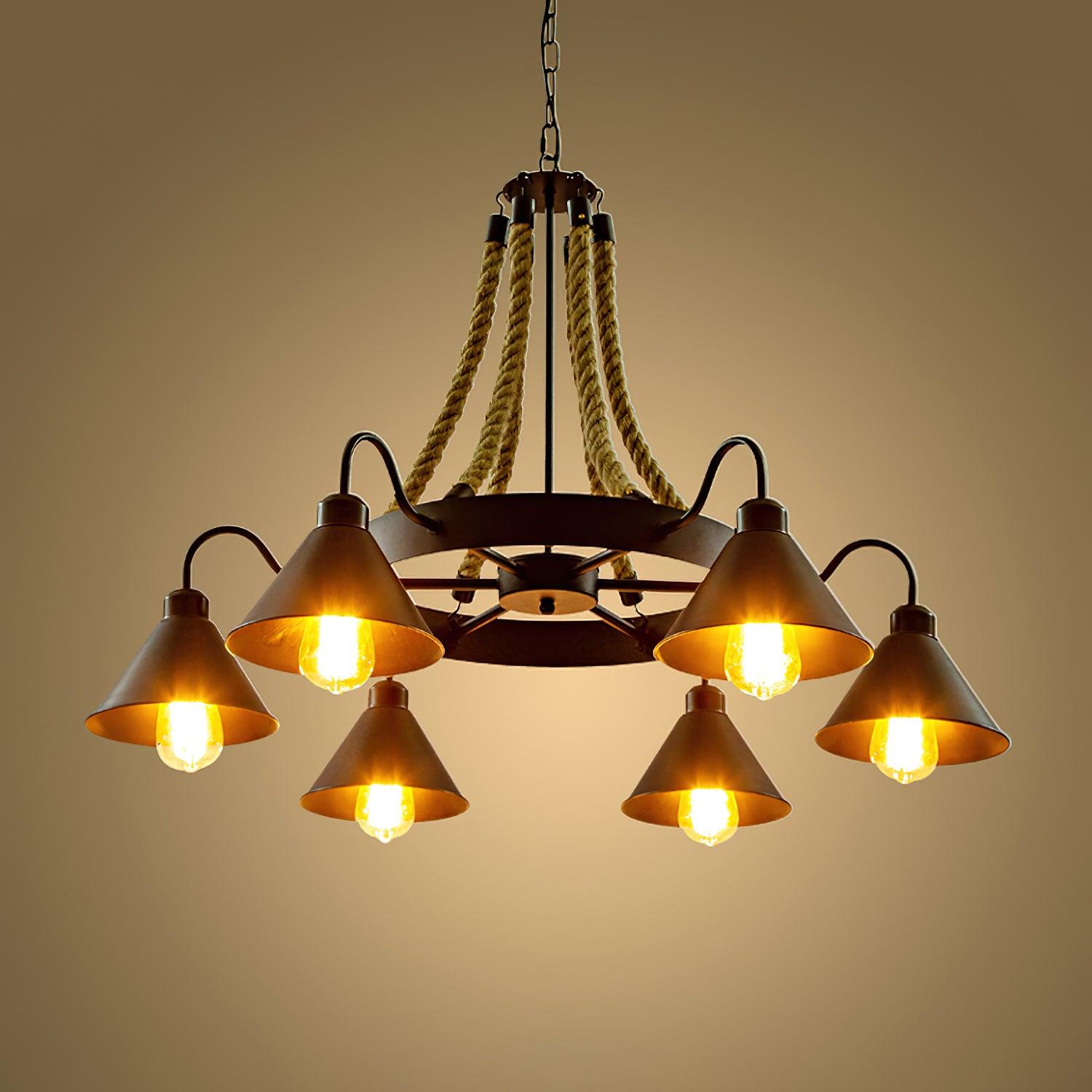 Aiden Industrial Chandelier-Neutral Decor